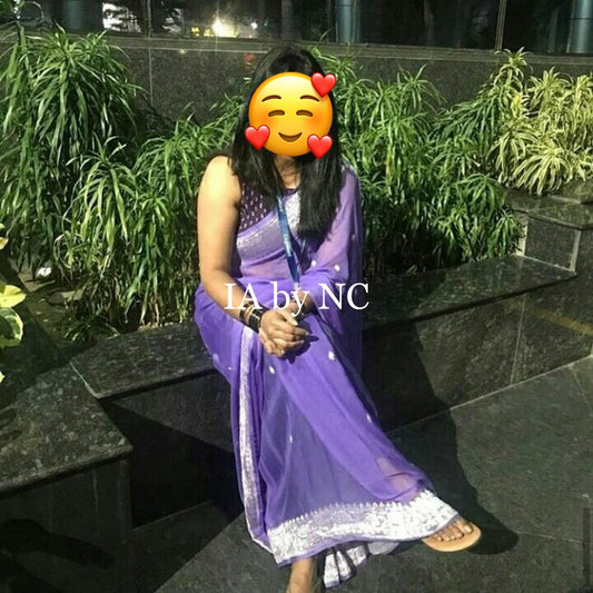 Purple Banarasi Pure Khaddi Georgette Kadwa Saree