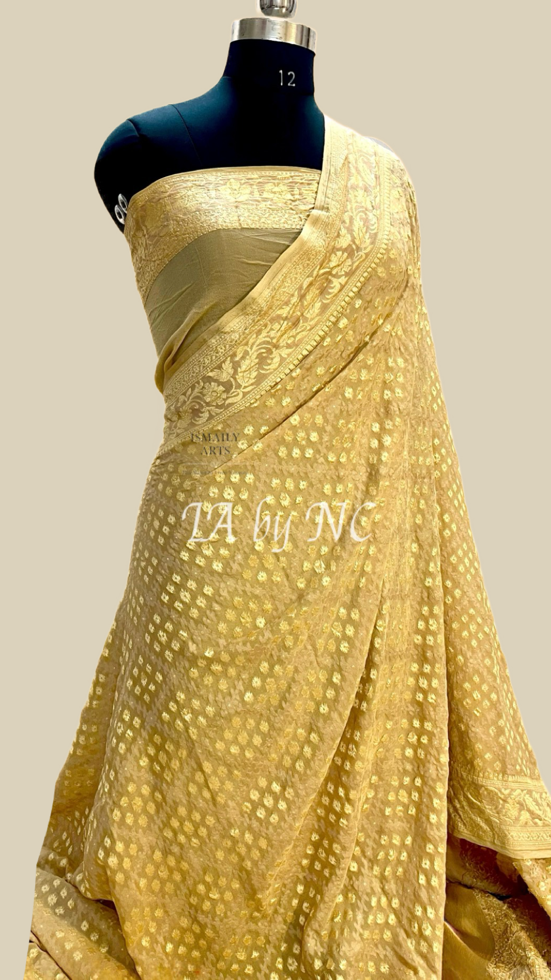 Beige Banarasi Pure Khaddi Georgette Saree