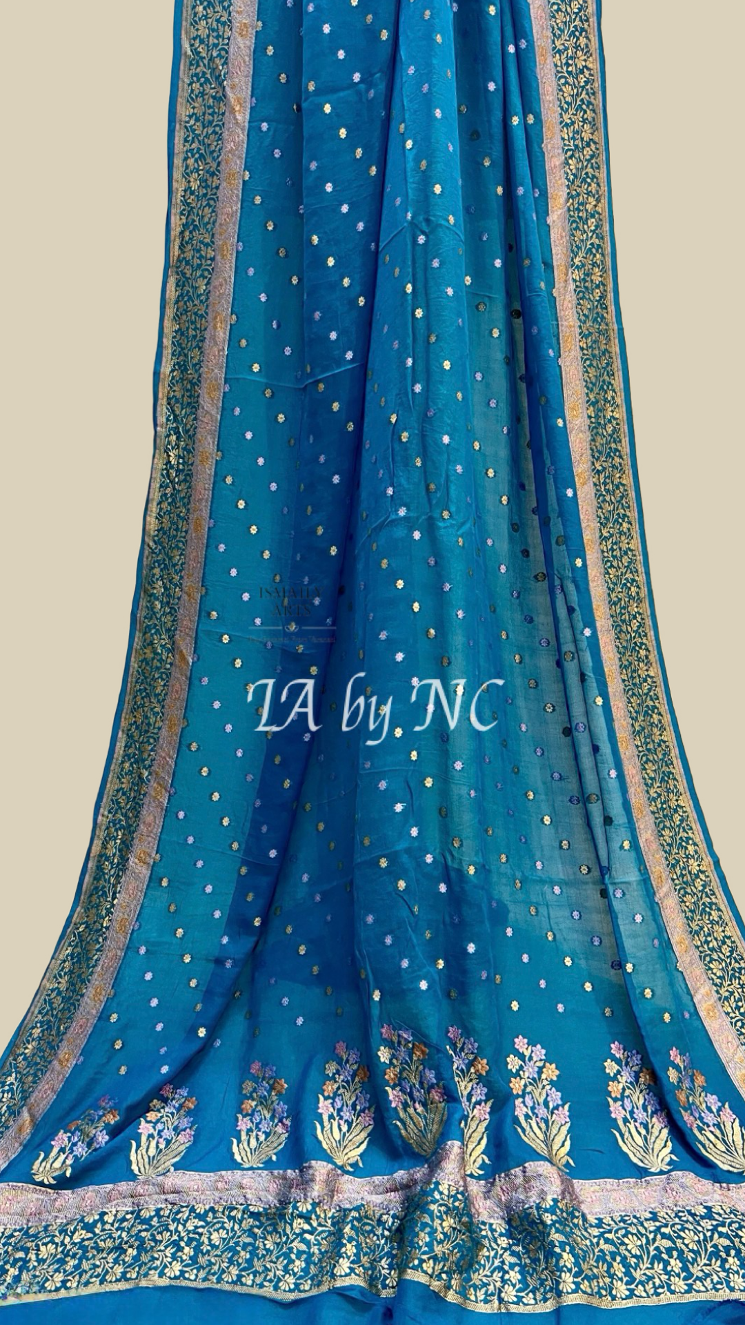 Teal Banarasi Pure Khaddi Crepe Georgette Saree