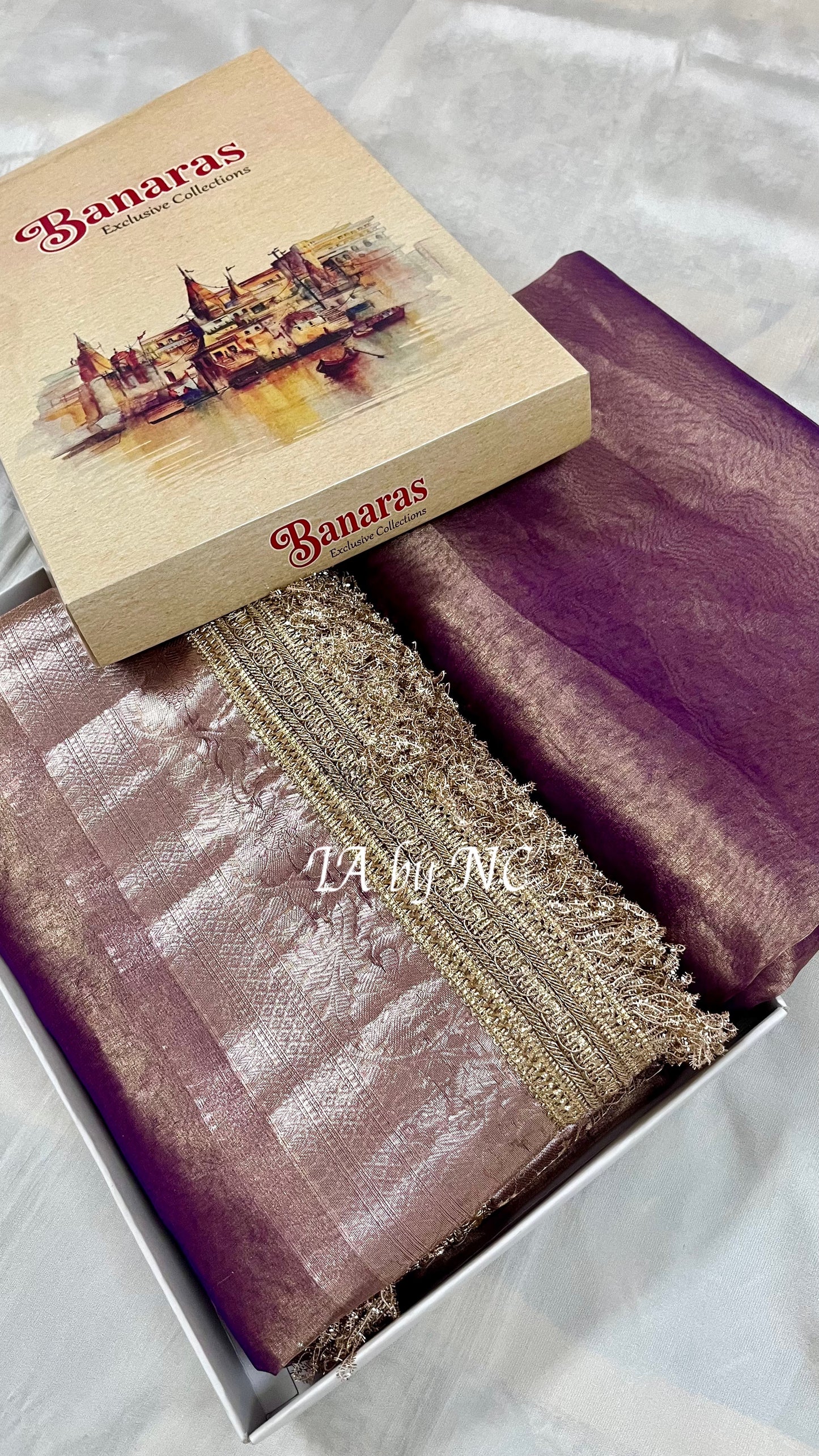Grape Banarasi Pure Tissue Silk Saree