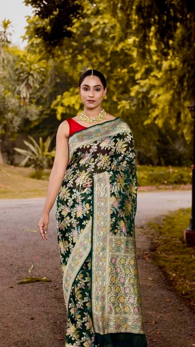 Sacramento Banarasi Pure Khaddi Georgette Saree