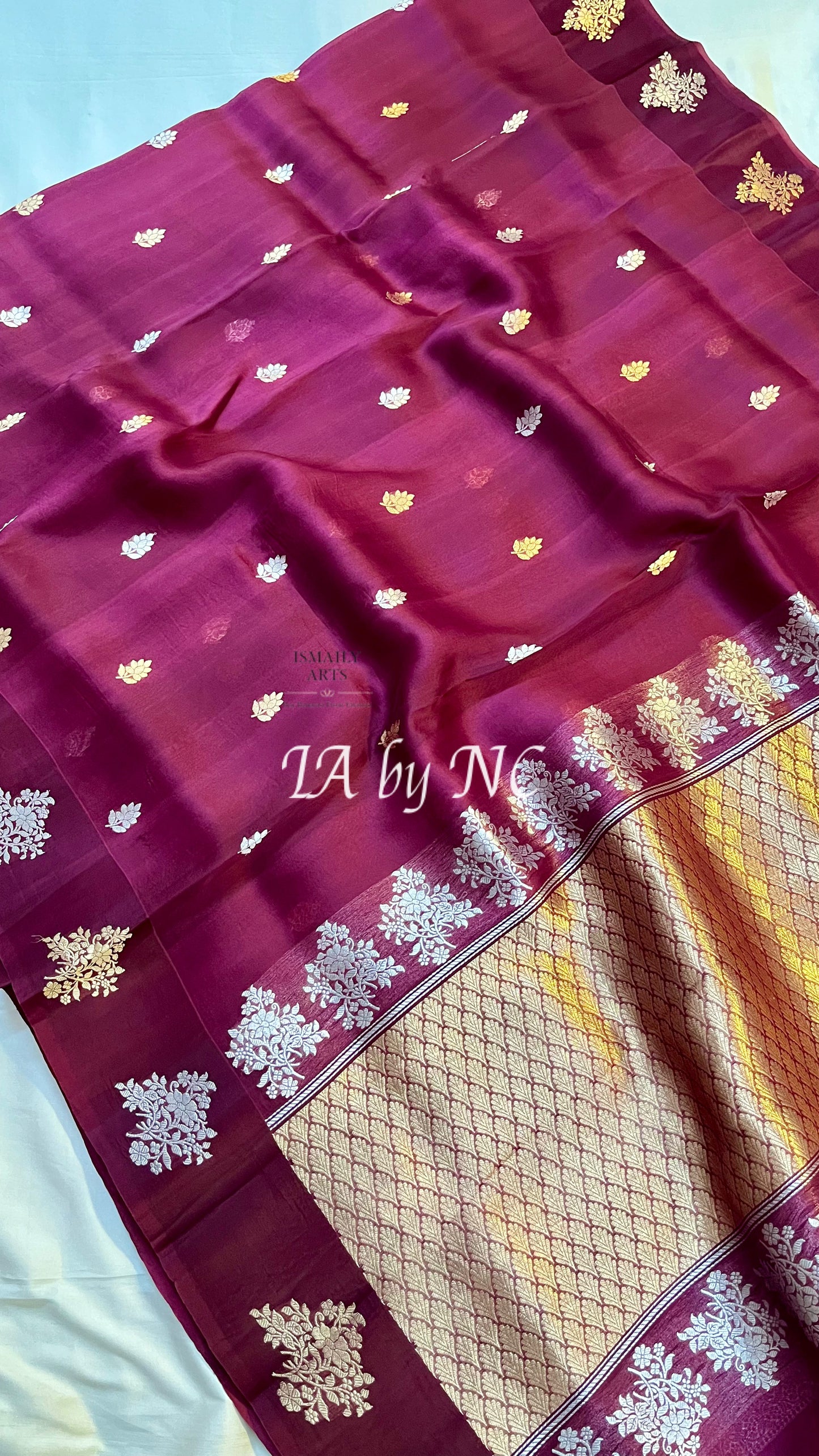 Mulberry Banarasi Pure Kora Silk Kadwa Saree