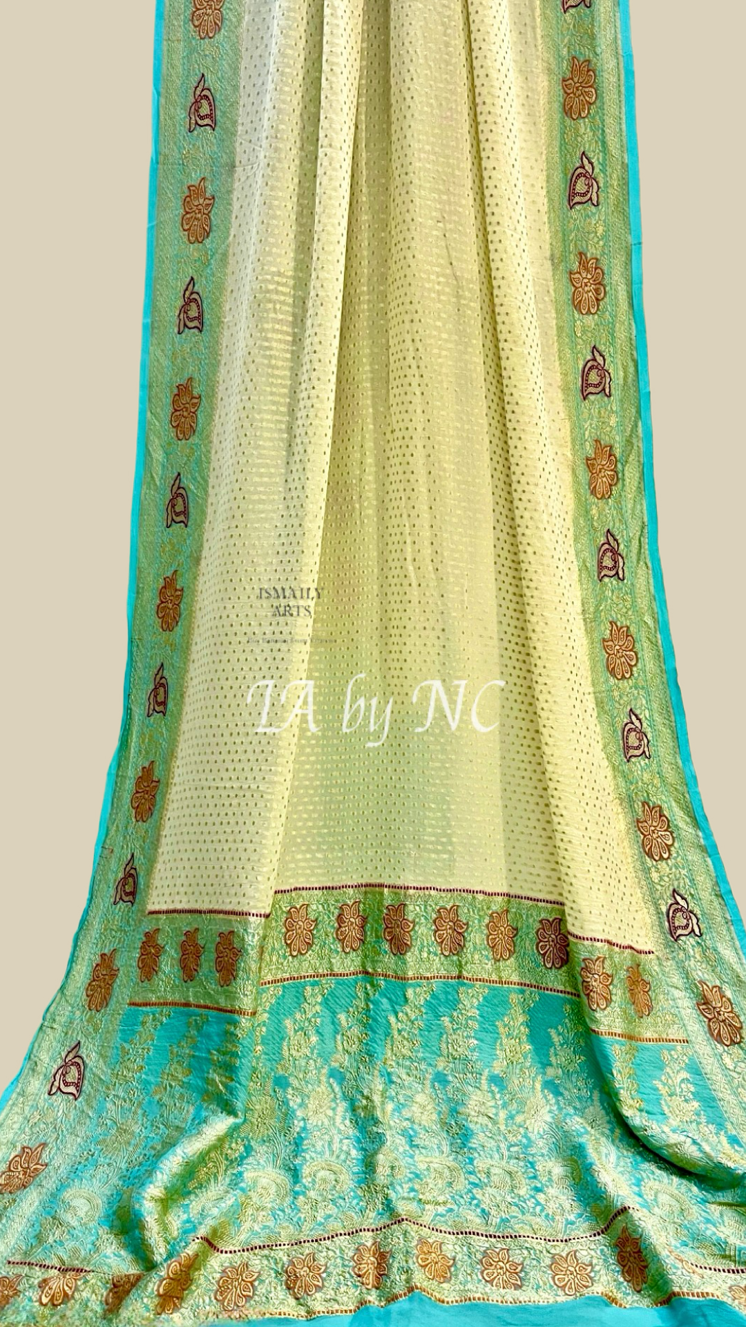 Cream Banarasi Pure Khaddi Georgette Saree
