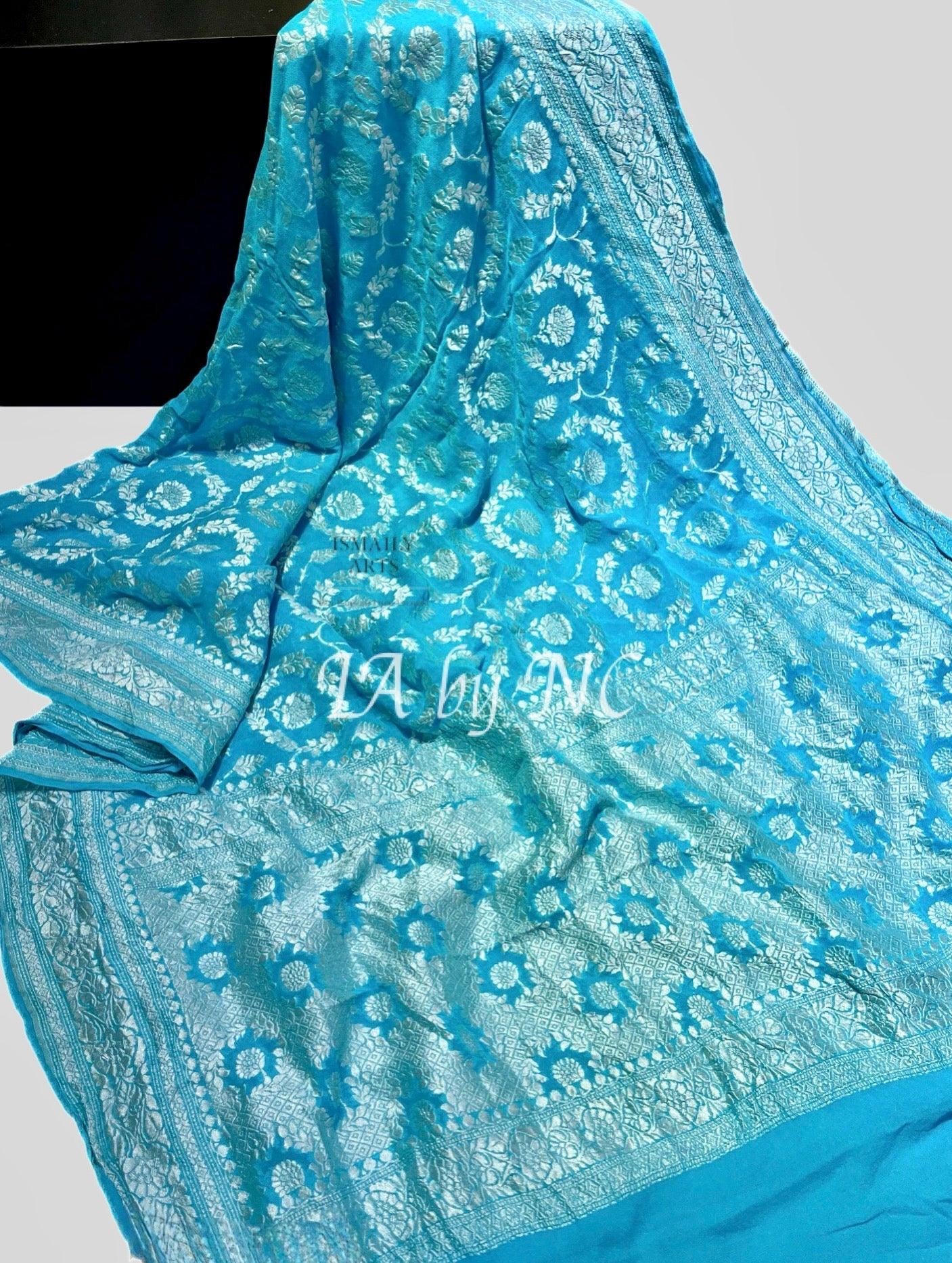 Sky Banarasi Pure Khaddi Georgette Saree