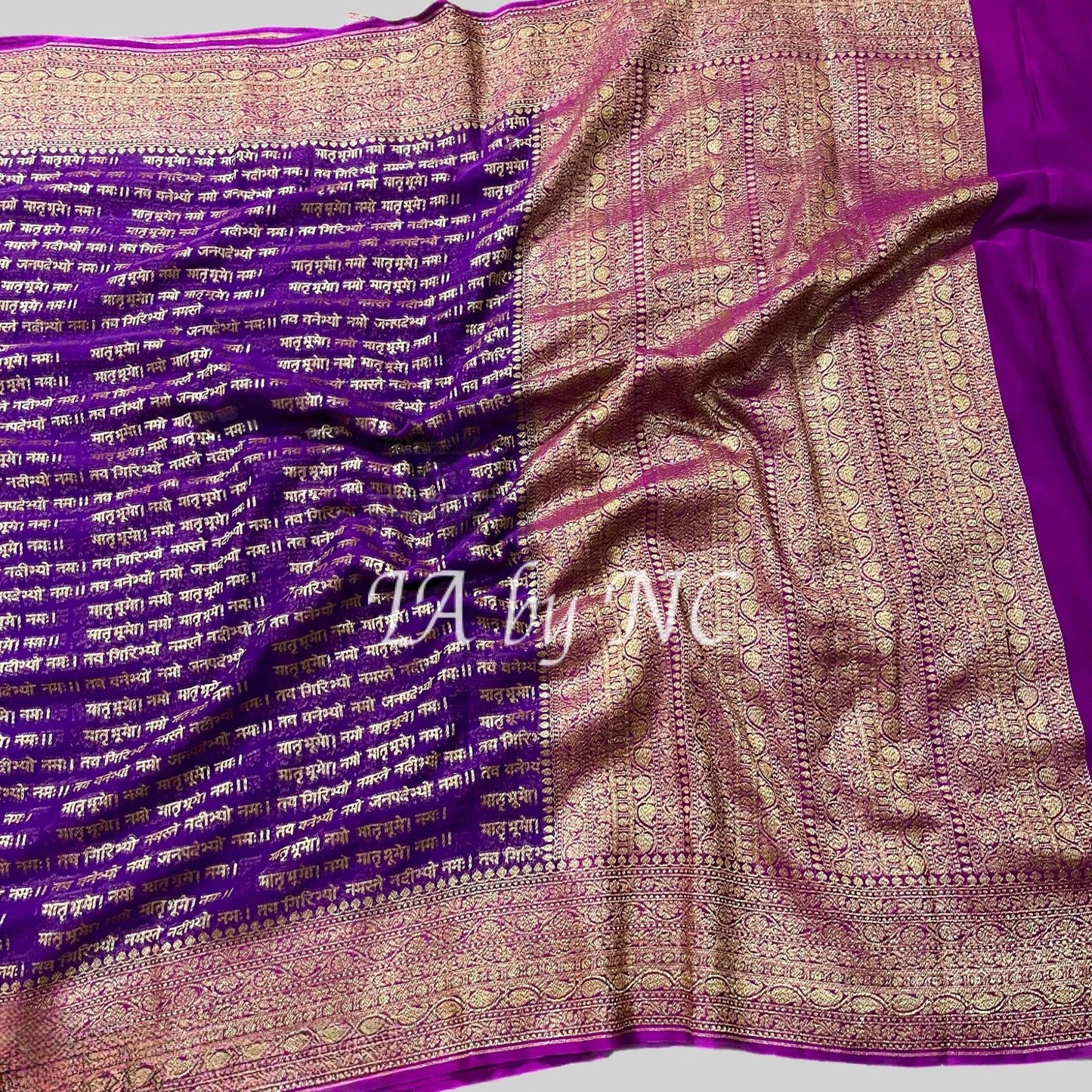 Grape Banarasi Pure Khaddi Georgette Saree