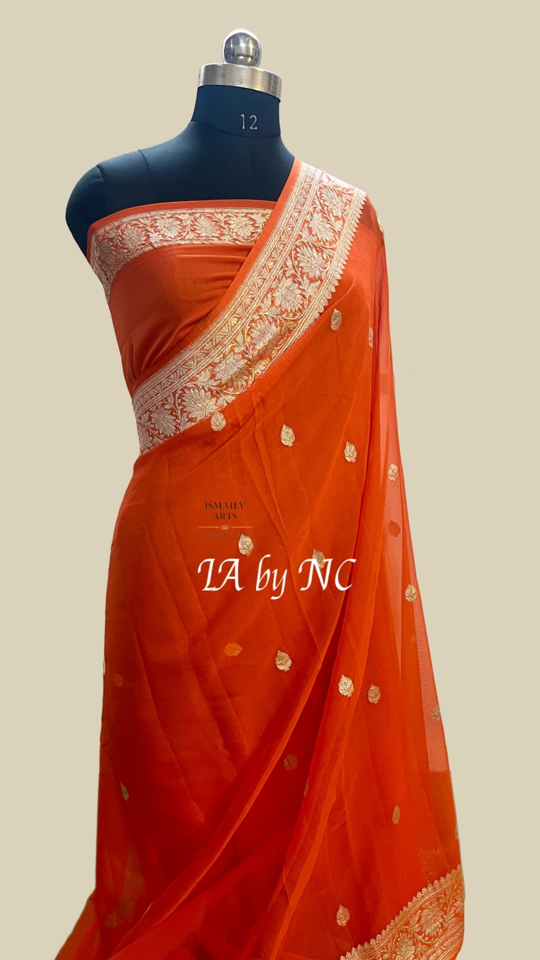 Scarlet Banarasi Pure Khaddi Georgette Kadwa Saree
