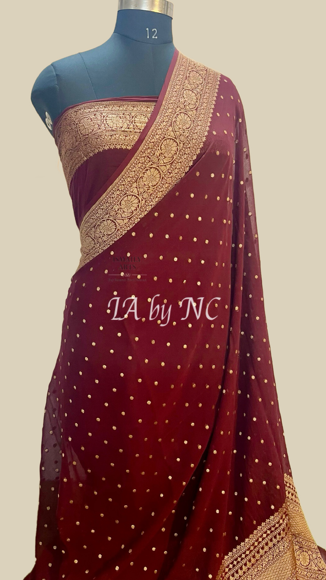 Burgundy Banarasi Pure Khaddi Georgette Saree
