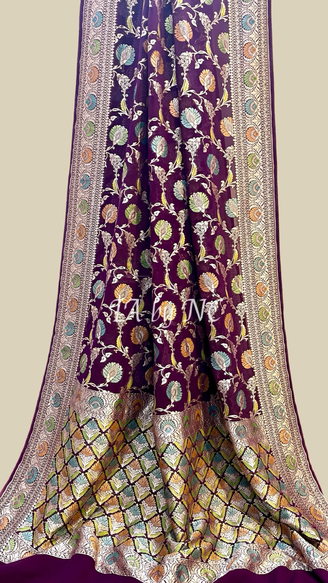 Byzantine Banarasi Pure Khaddi Georgette Saree