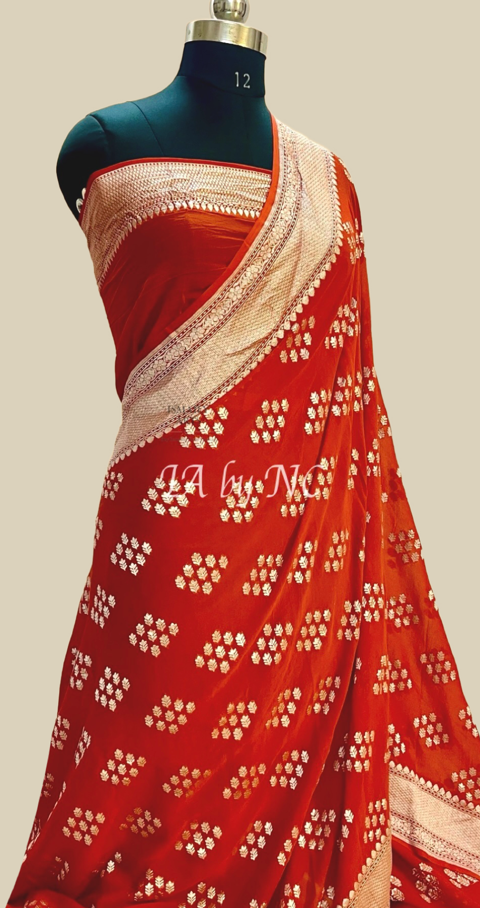 Scarlet Banarasi Pure Khaddi Georgette Saree