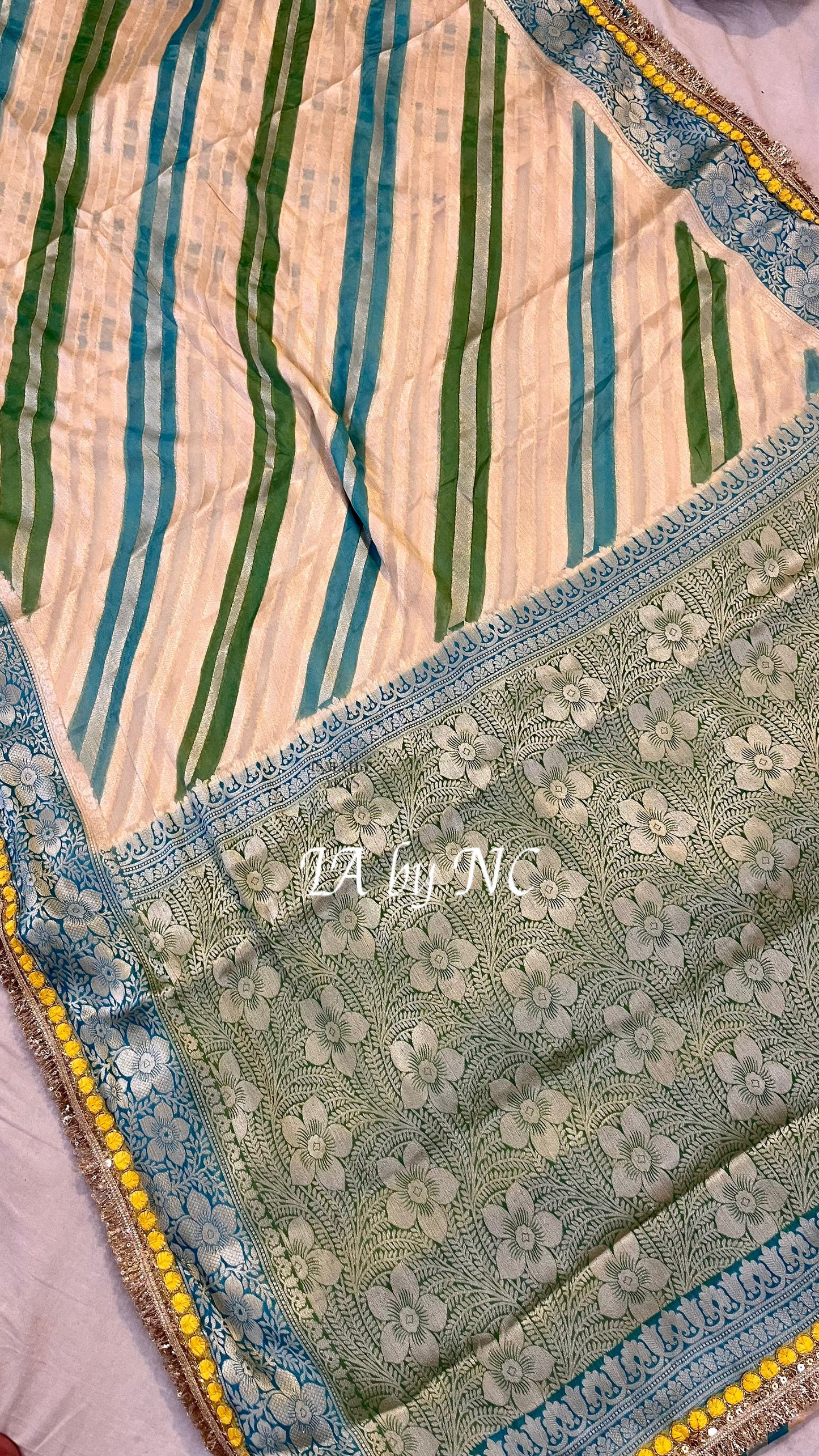 Beige Banarasi Pure Chiffon Georgette Saree