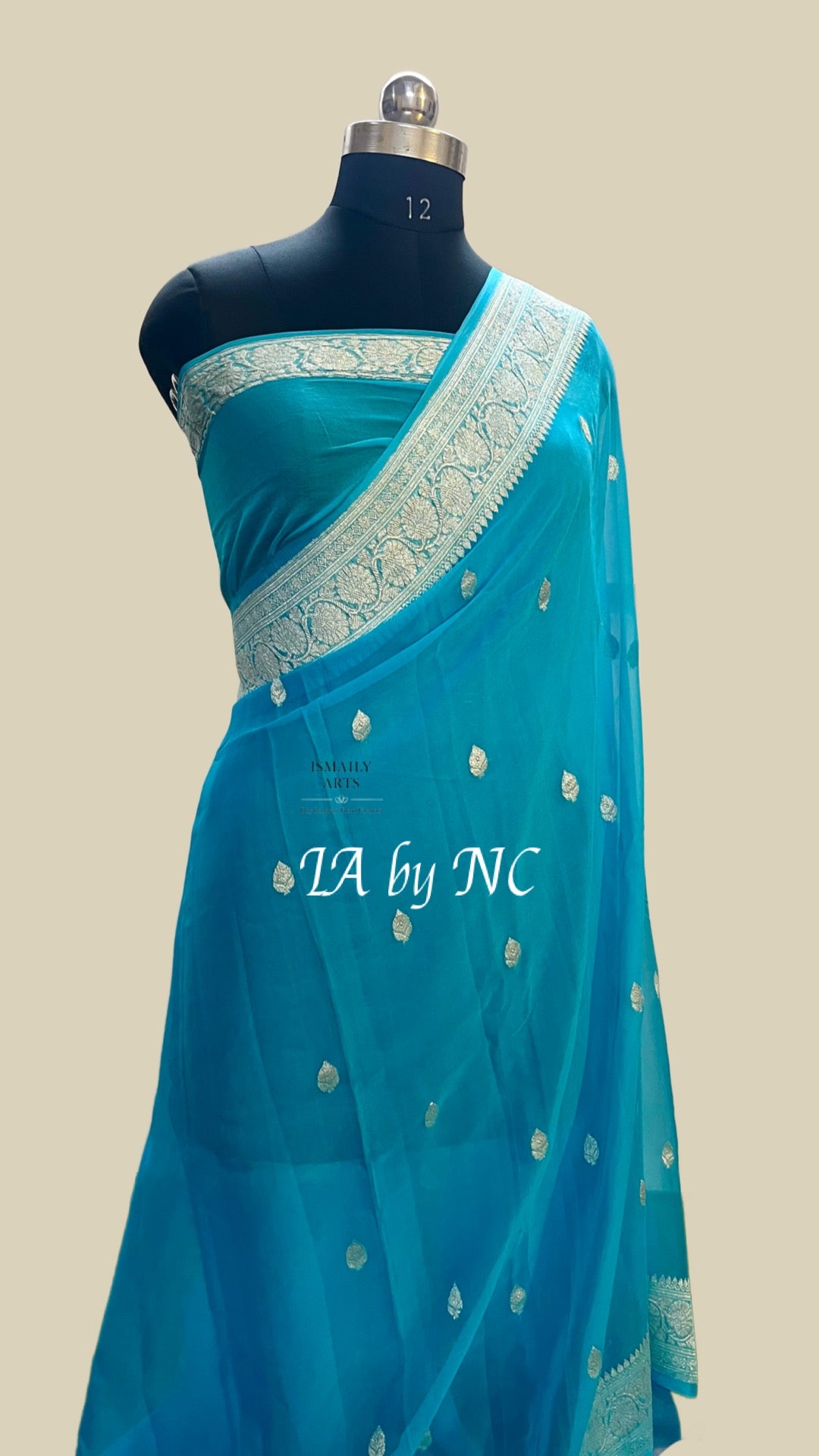 Azure Banarasi Pure Khaddi Georgette Kadwa Saree