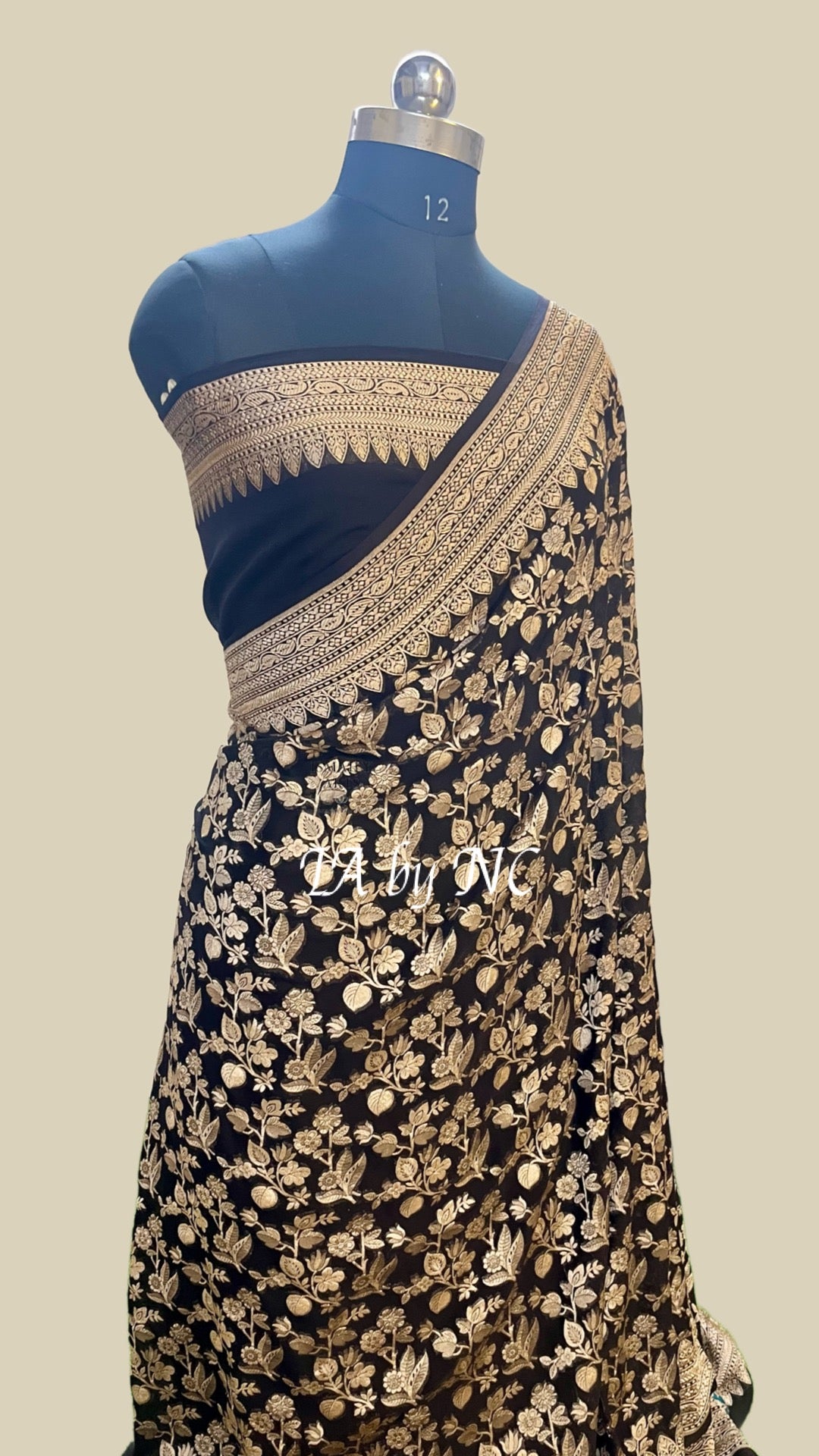 Black Banarasi Pure Khaddi Georgette Saree