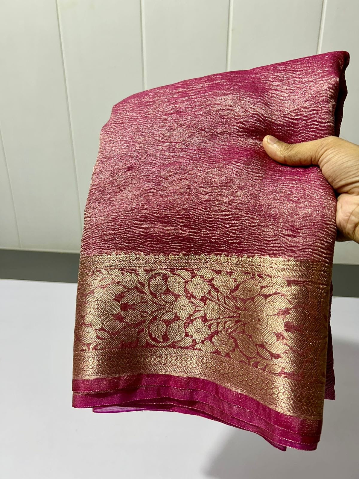 Banarasi Blend Tissue Silk Crushed Saree