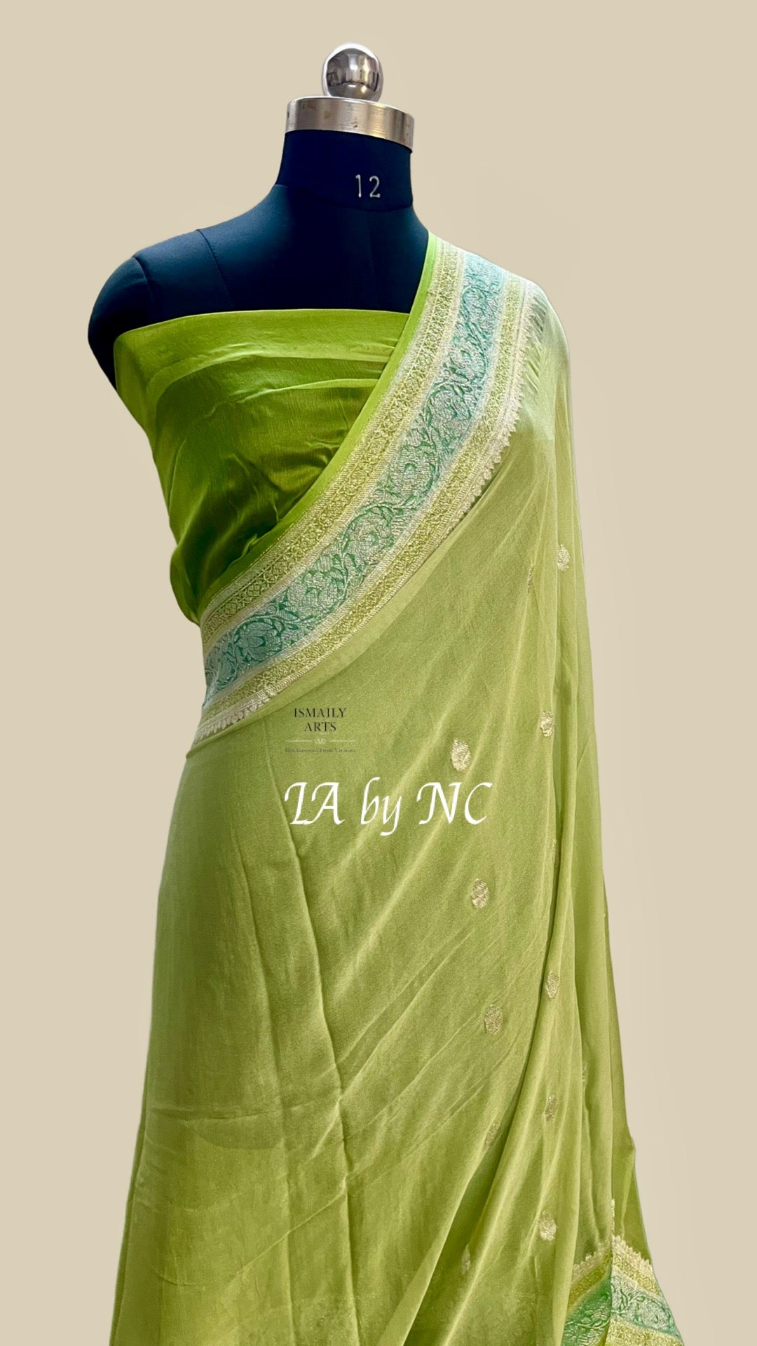 Moss Banarasi Pure Khaddi Georgette Kadwa Saree