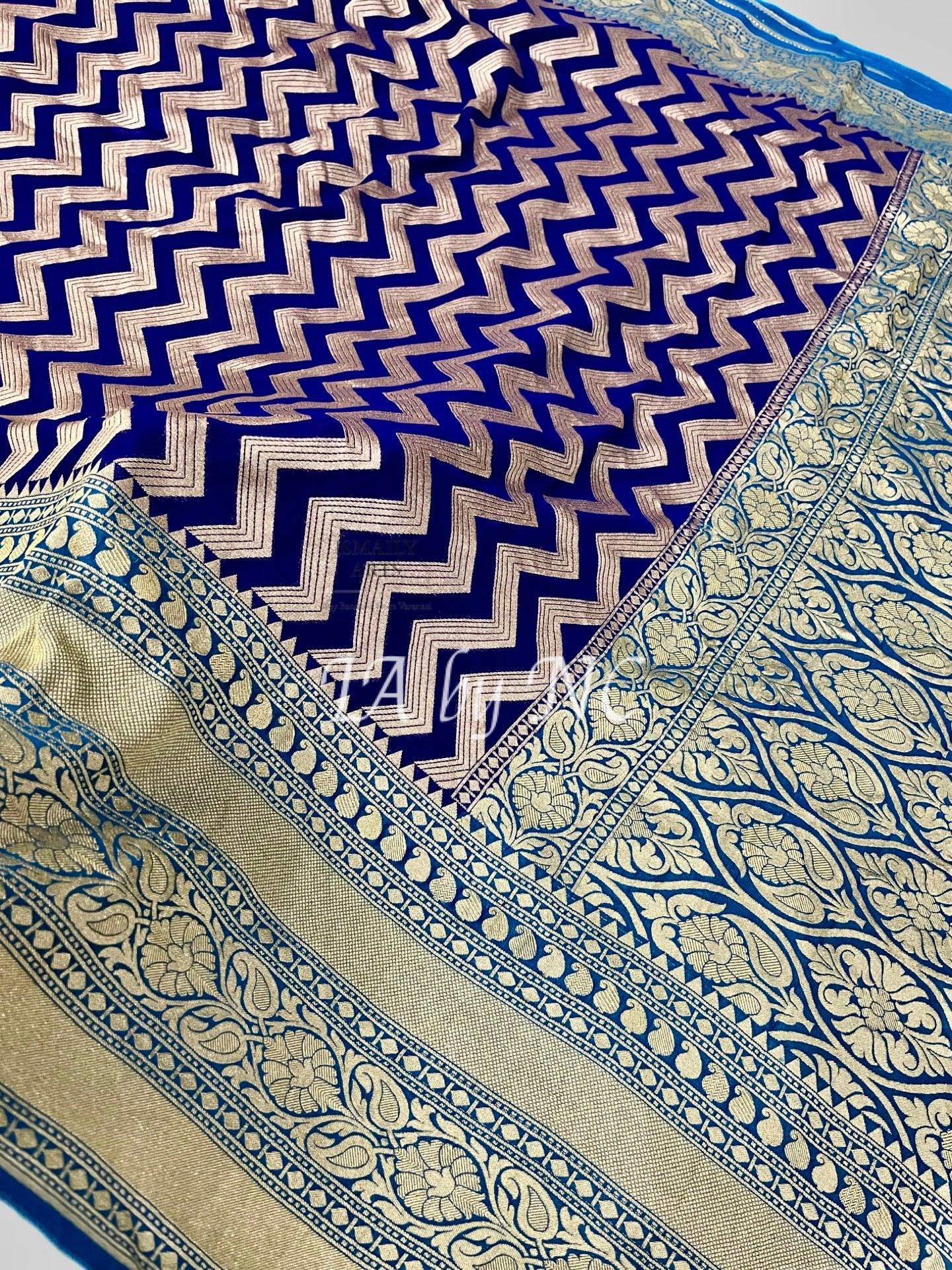 Navy Banarasi Pure Khaddi Georgette Saree