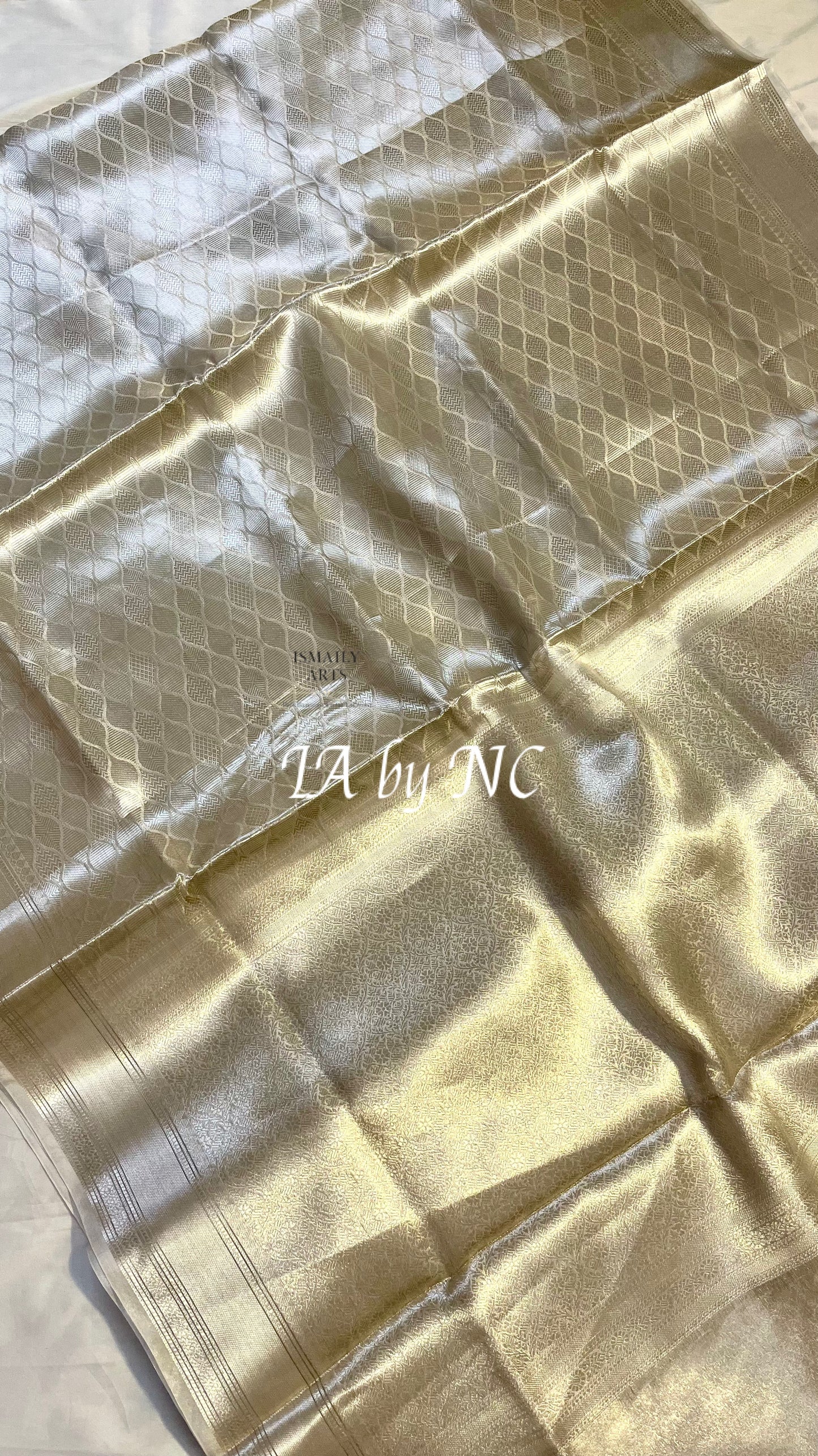 Ivory Banarasi Pure Tissue Silk Brocade Saree