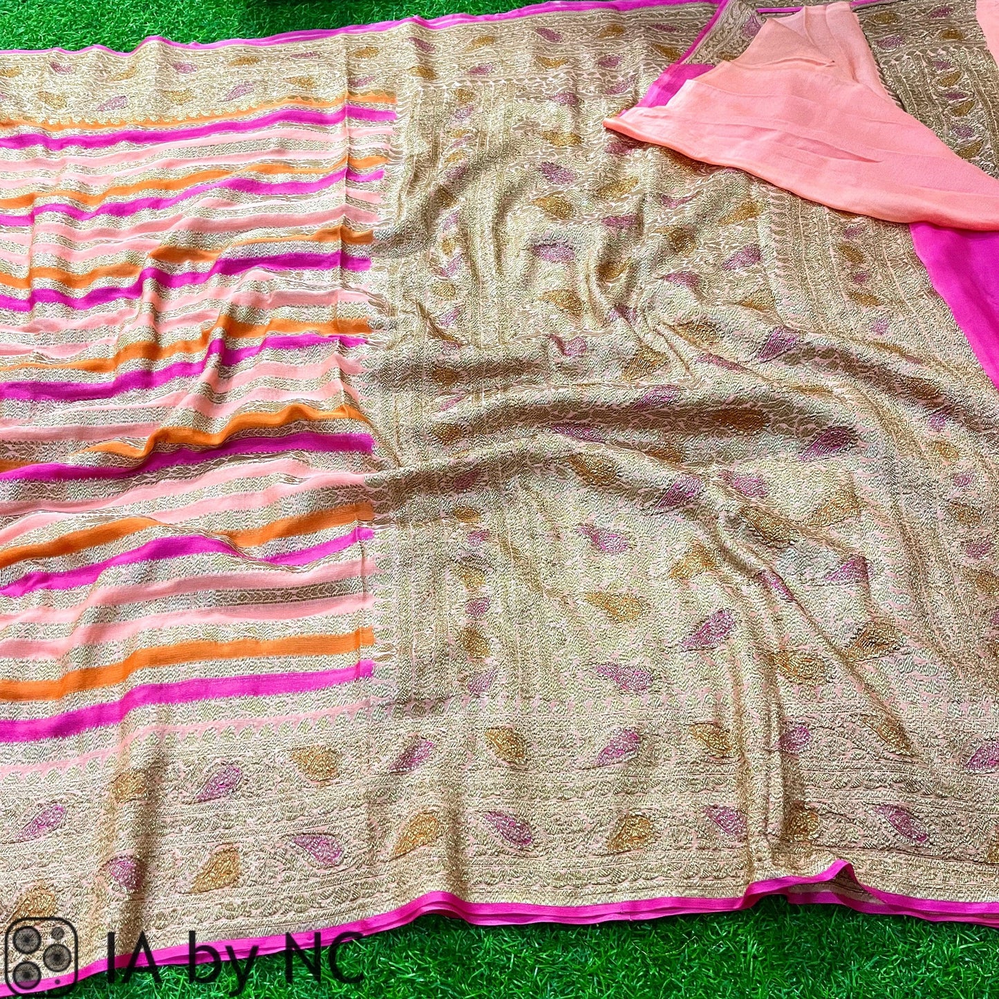 Flamingo Banarasi Pure Khaddi Georgette Saree