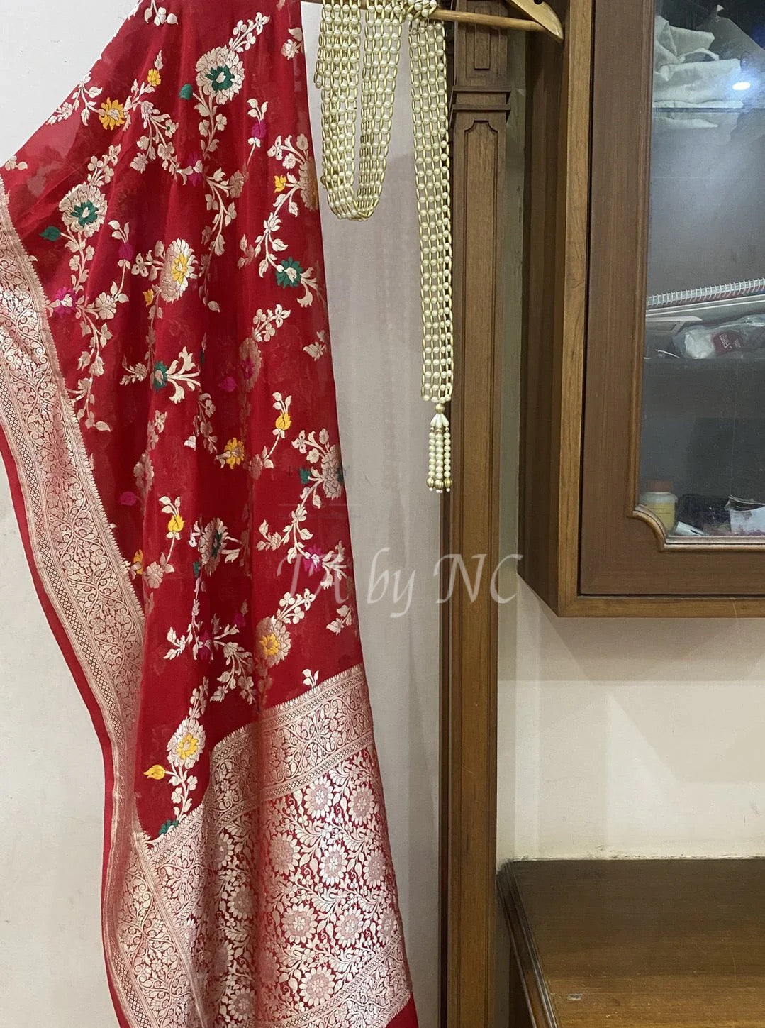 Maroon Banarasi Pure Khaddi Georgette Meenakari Dupatta