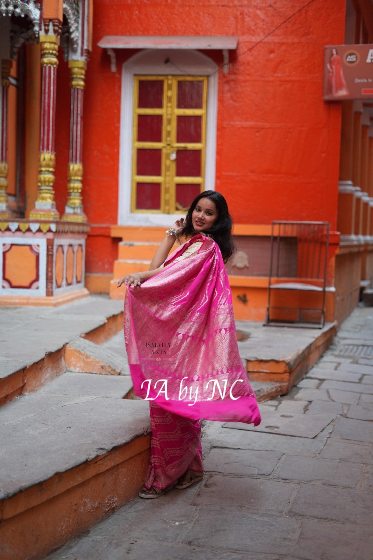 Fuschia Banarasi Pure Khaddi Georgette Saree