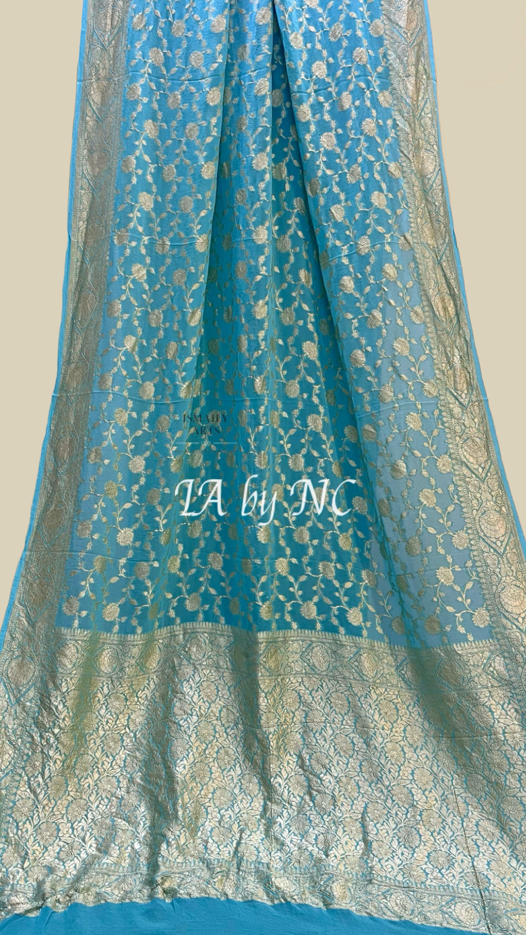 Aqua Banarasi Pure Khaddi Georgette Saree