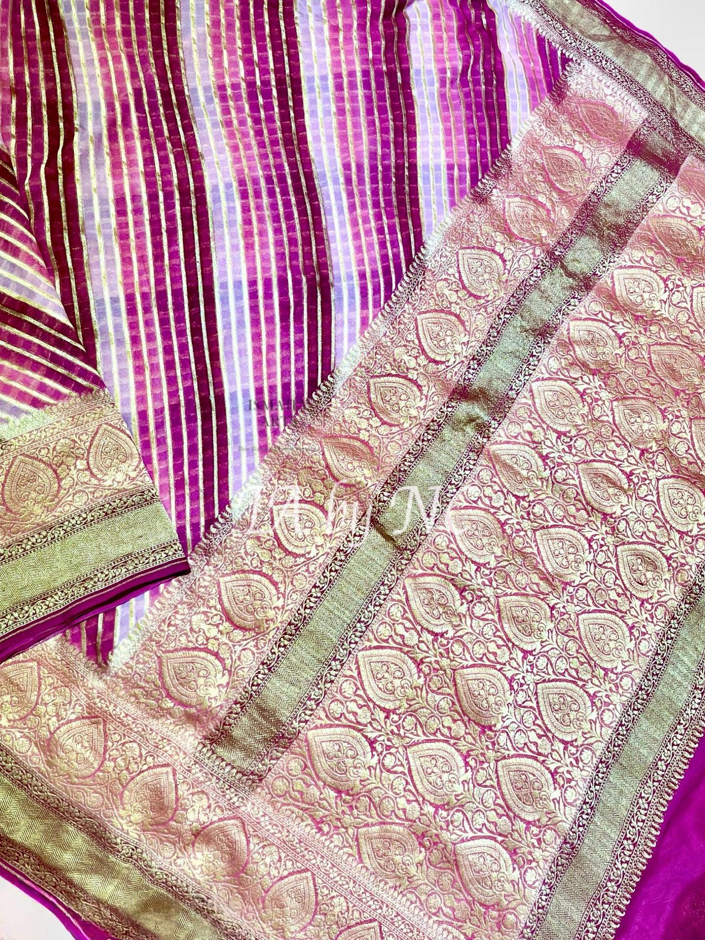 Lavender Banarasi Pure Khaddi Georgette Saree