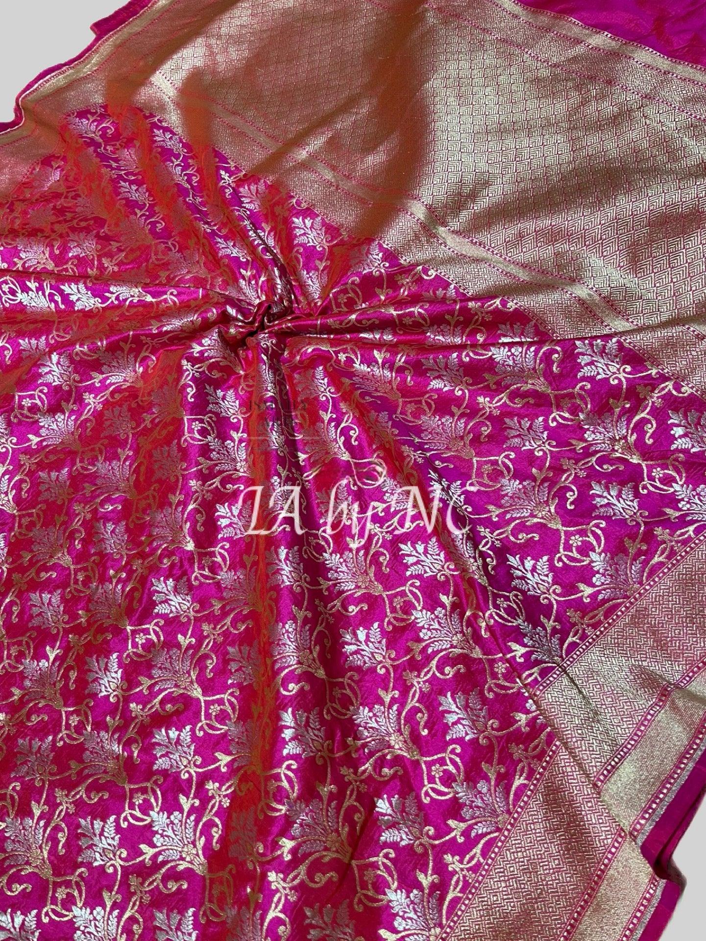 Fuschia Banarasi Pure Katan Silk Pattu Saree