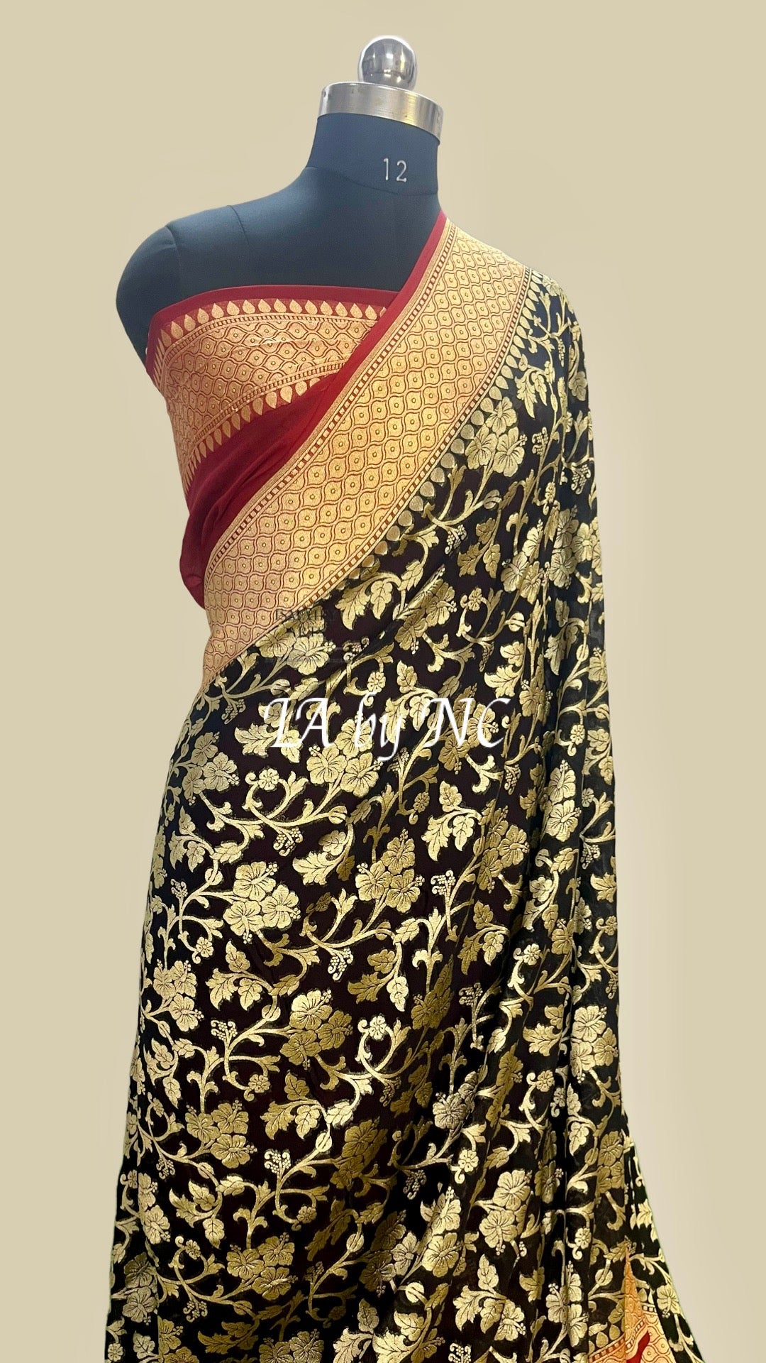 Black Banarasi Pure Khaddi Georgette Saree