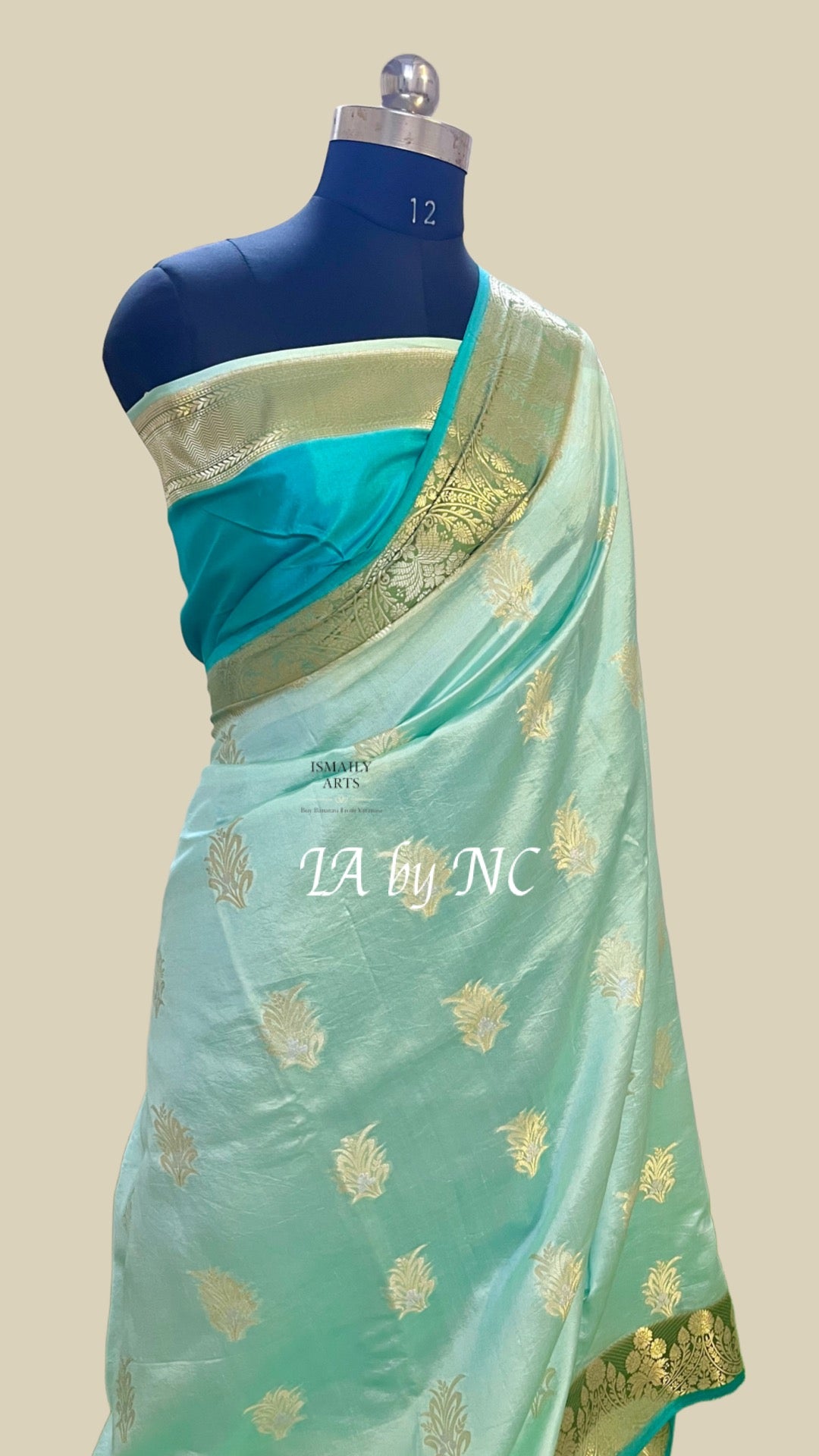 Turquoise Banarasi Pure Katan Silk Raw Mango Saree