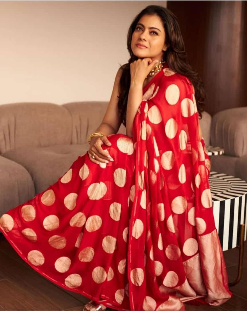 Kajol Crimson Banarasi Pure Khaddi Georgette Saree