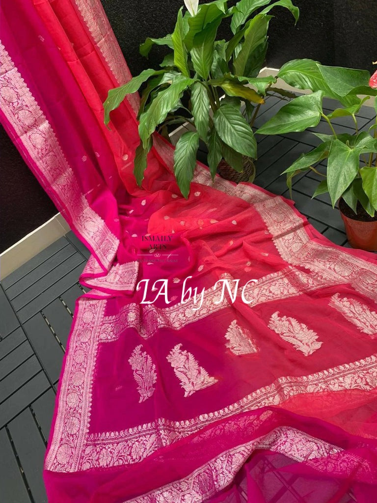 Ruby Banarasi Pure Khaddi Georgette Kadwa Saree