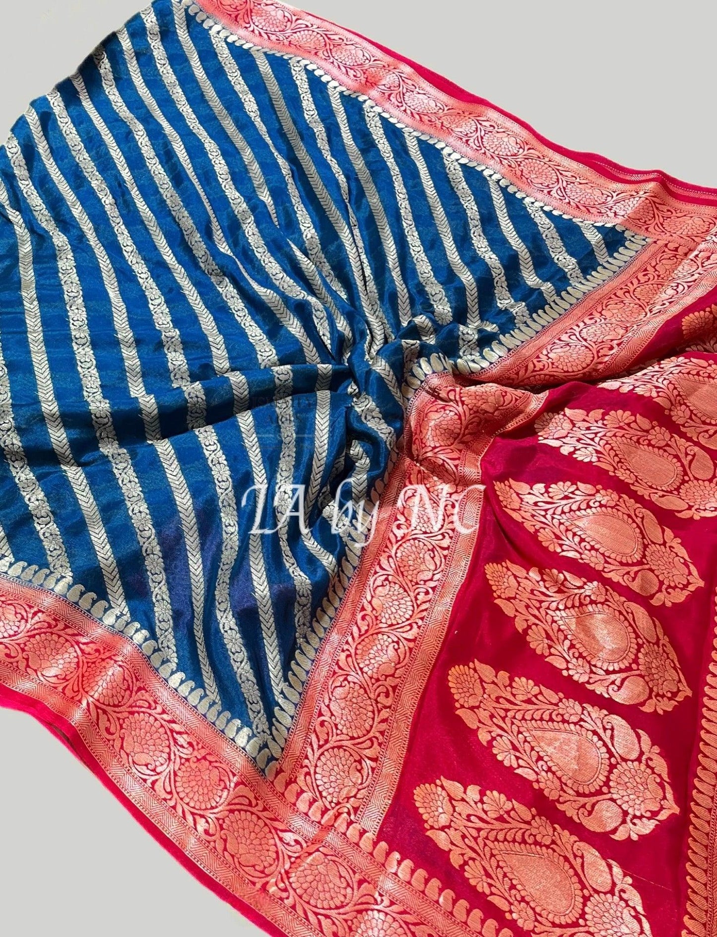 Yale Blue Banarasi Pure Chiffon Georgette Saree