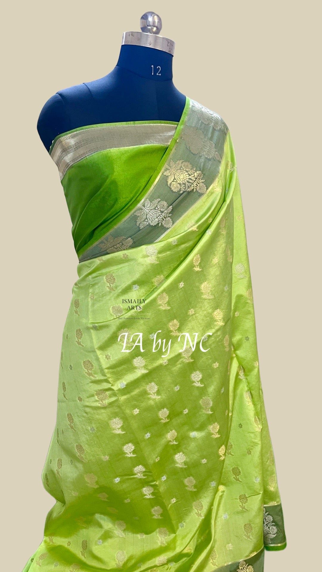 Avocado Banarasi Pure Katan Silk Raw Mango Saree