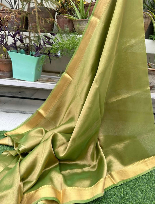 Green Banarasi Pure Tissue Silk Saree