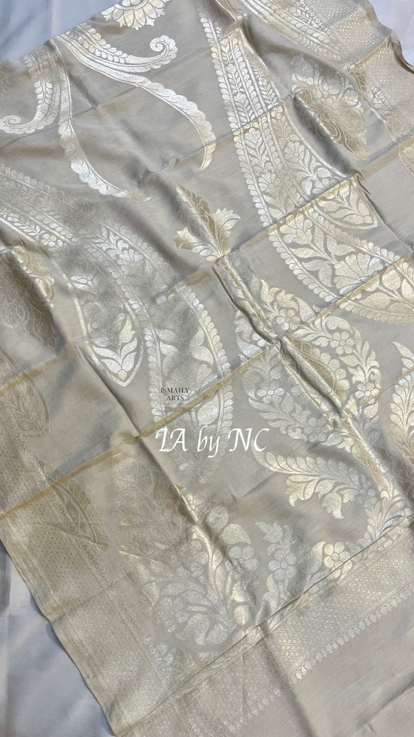 Beige Banarasi Pure Munga Silk Dupatta