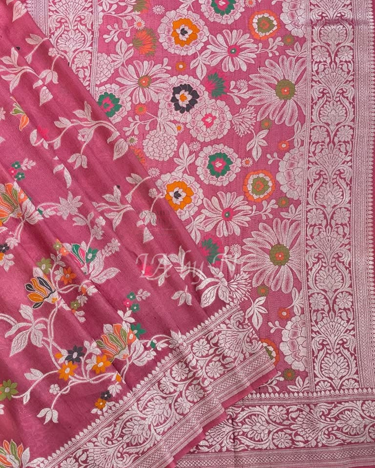 French Banarasi Pure Khaddi Tussar Georgette Meenakari Saree