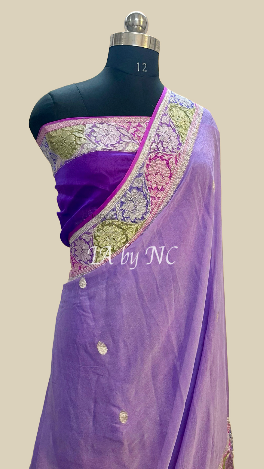 Grape Banarasi Pure Khaddi Georgette Kadwa Saree