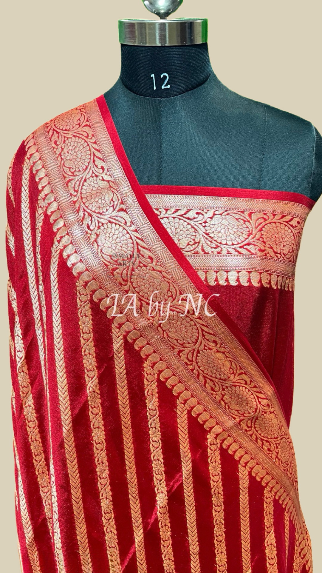 Carmine Banarasi Pure Chiffon Georgette Saree