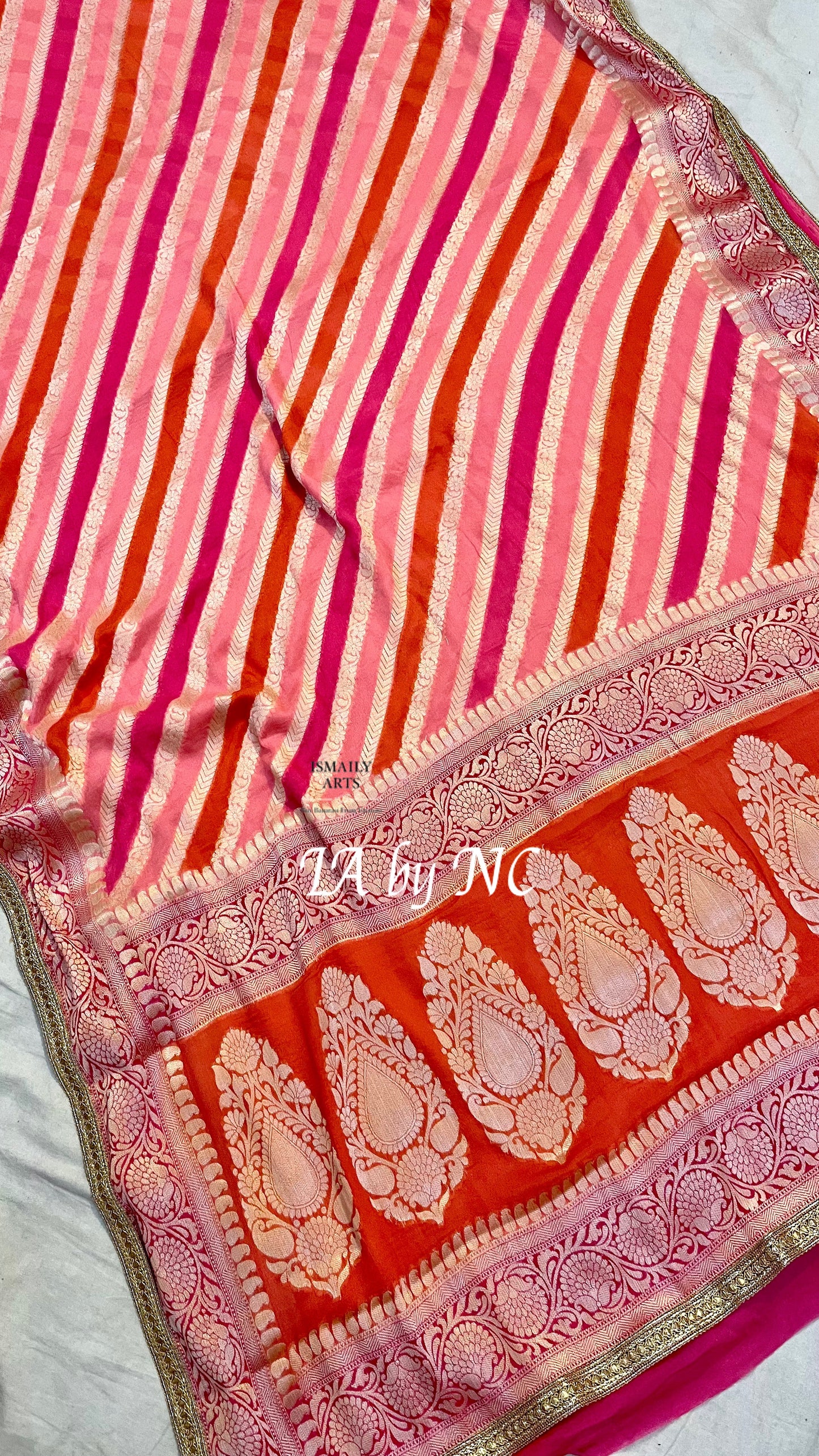 Brick Banarasi Pure Chiffon Georgette Saree