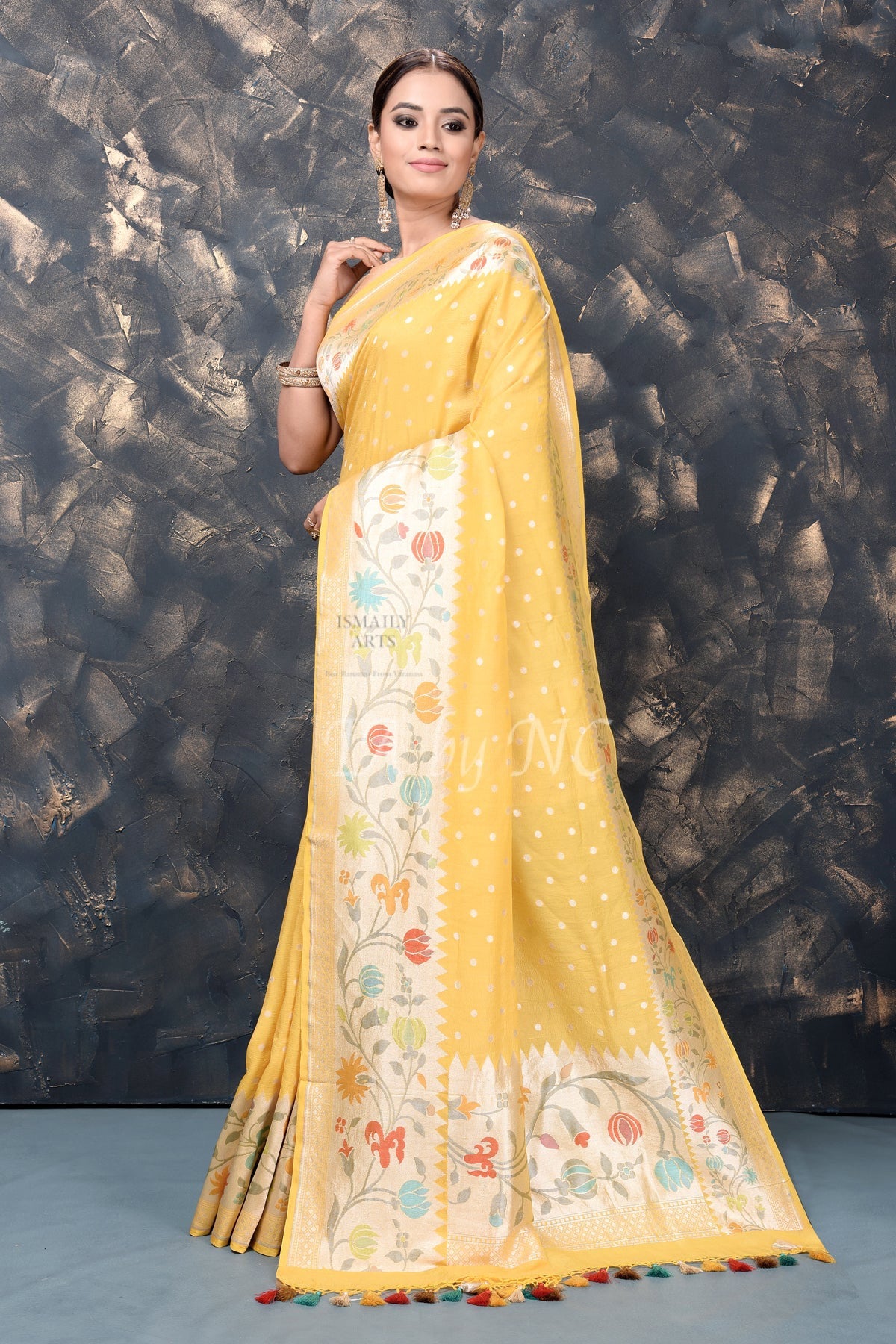 Bumblebee Banarasi Pure Khaddi Tussar Georgette Paithani Saree