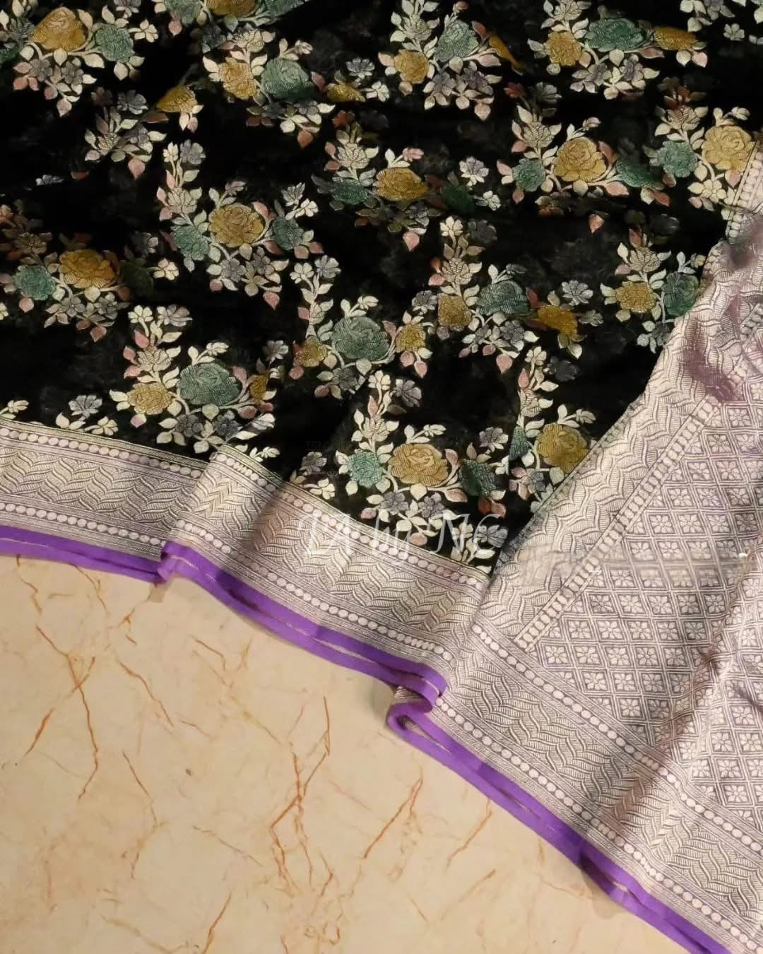 Black Banarasi Pure Khaddi Georgette Saree