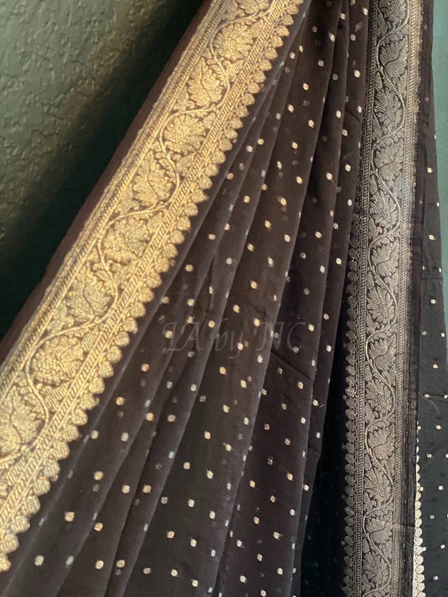 Black Banarasi Pure Khaddi Georgette Dupatta