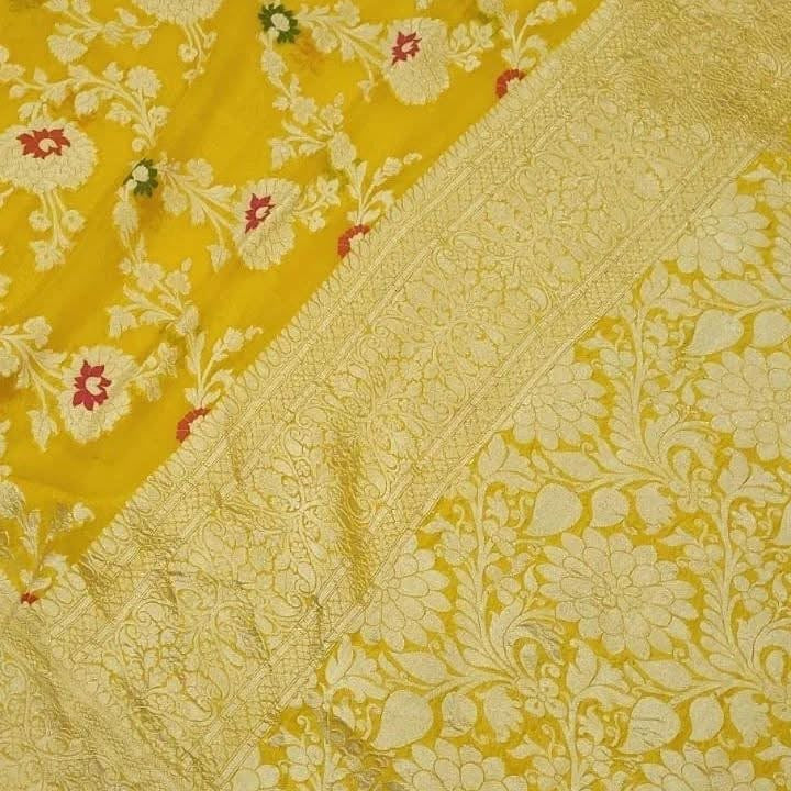 Bumblebee Banarasi Pure Khaddi Georgette Meenakari Saree