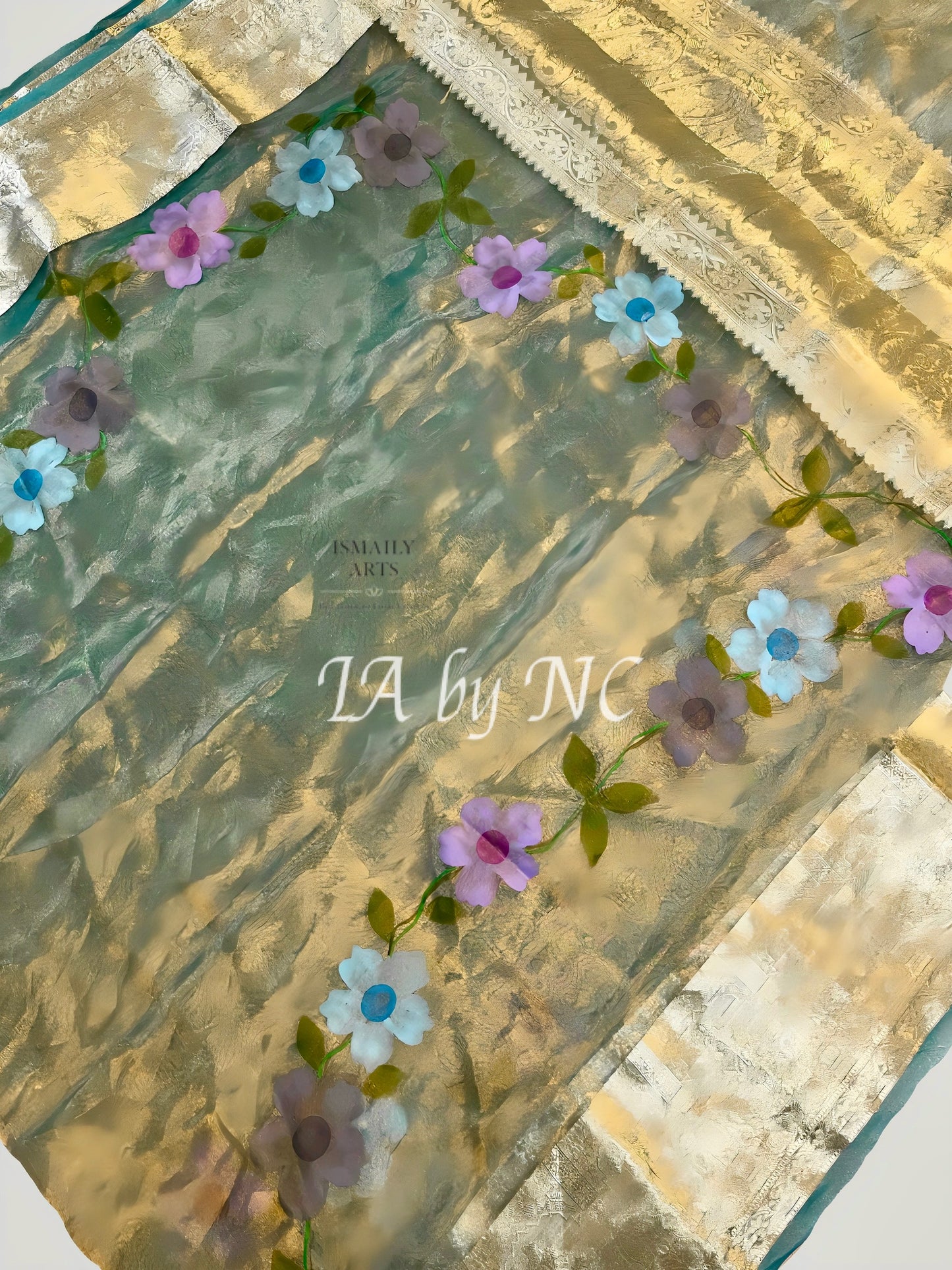 Turquoise Banarasi Pure Tissue Silk Saree