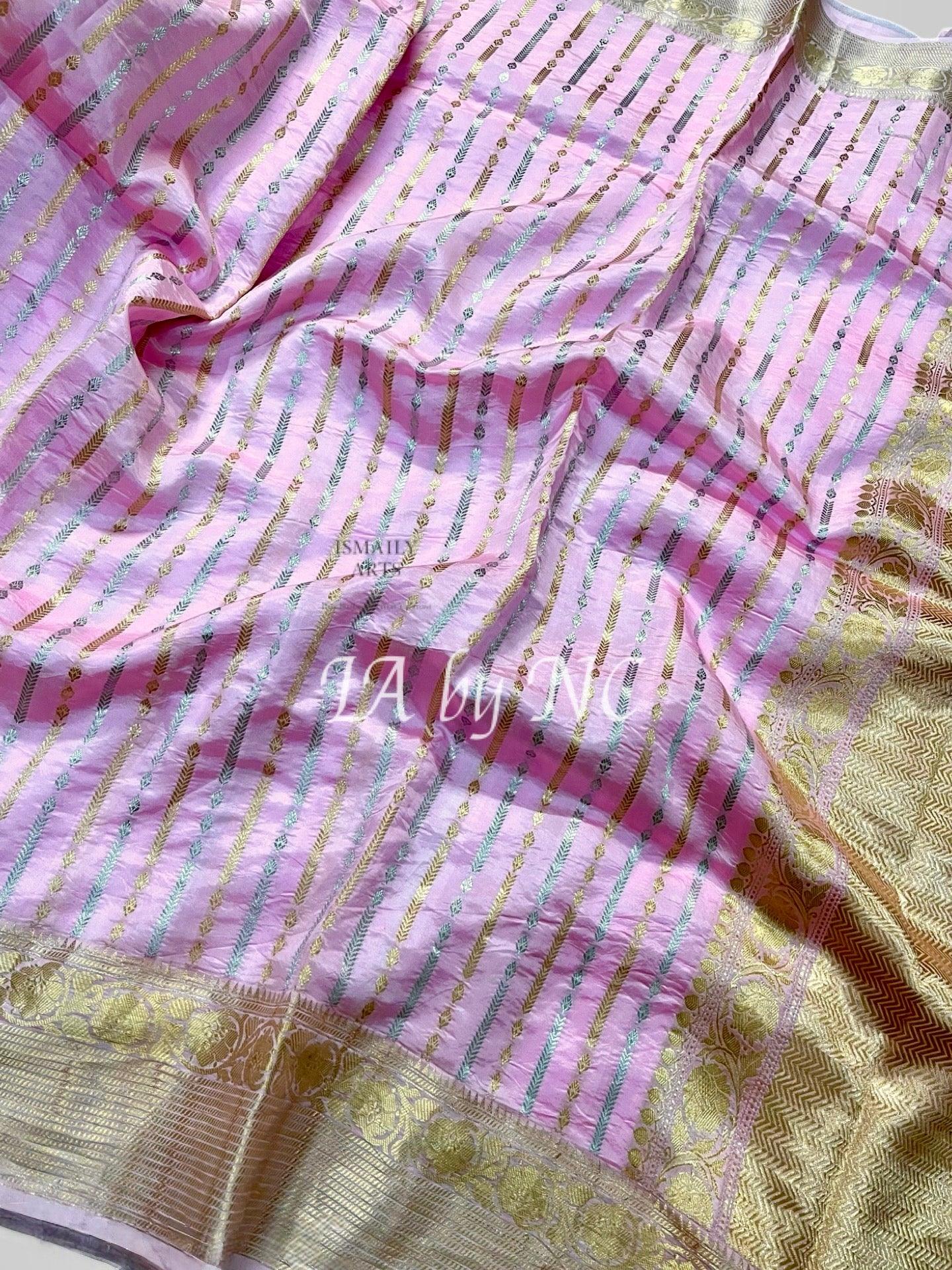 Baby Banarasi Pure Katan Silk Kadwa Raw Mango Pattu Saree