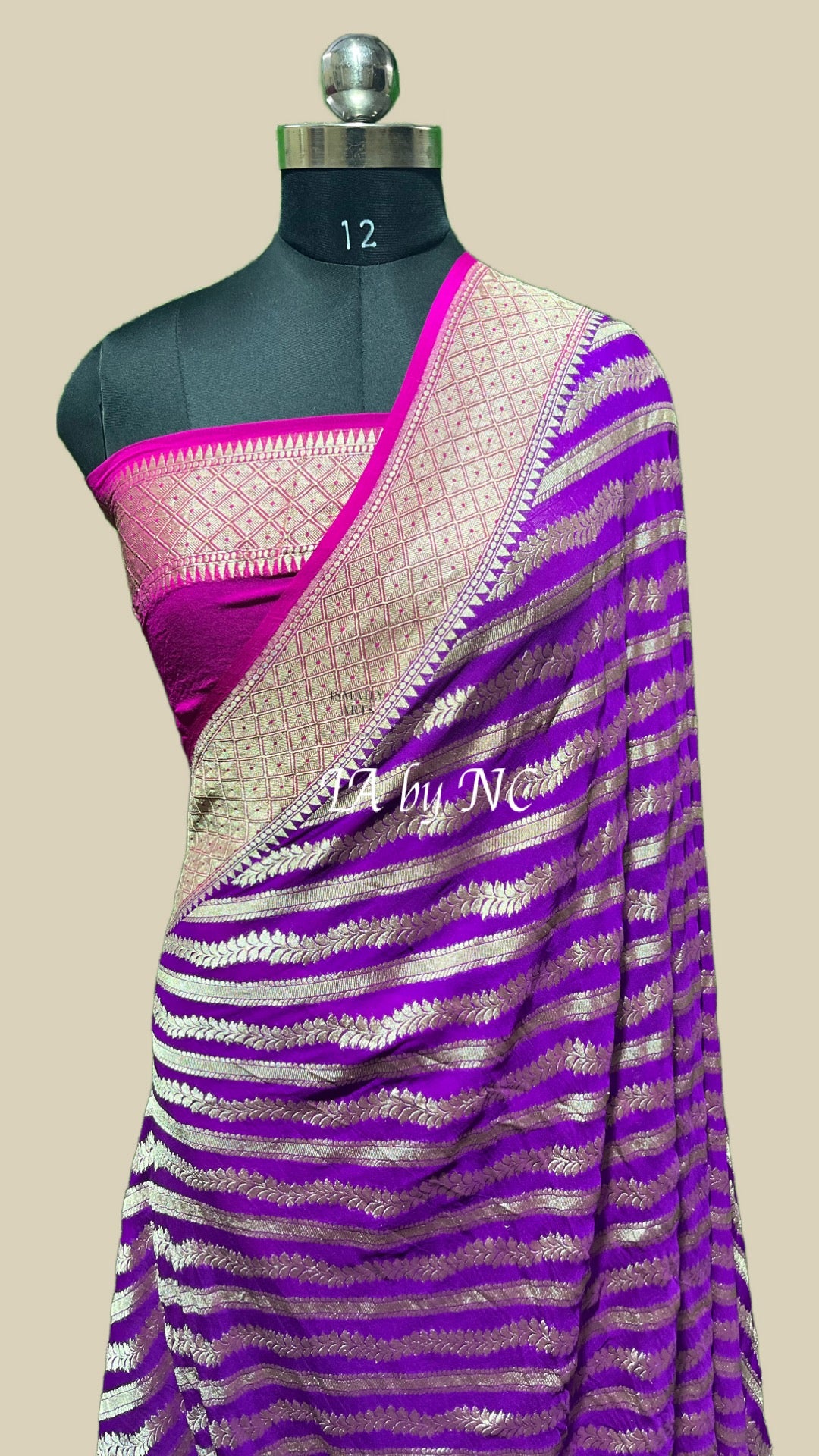 Grape Banarasi Pure Khaddi Georgette Saree