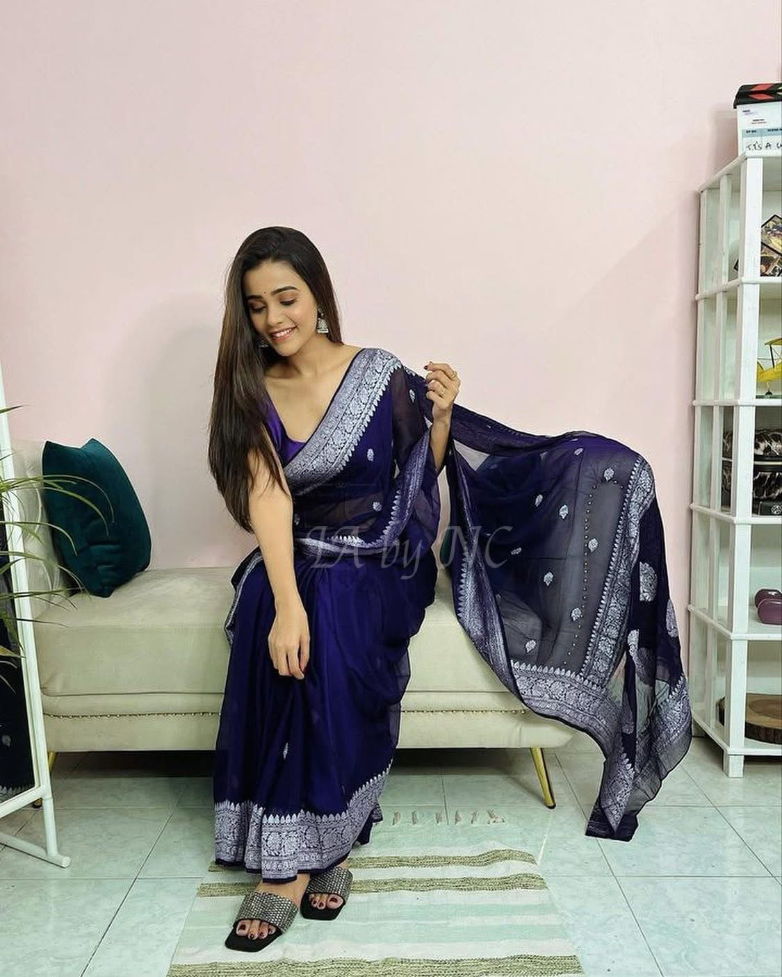Space Banarasi Pure Khaddi Georgette Kadwa Saree