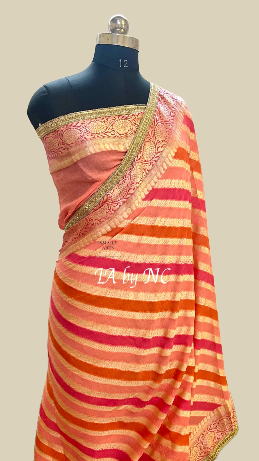 Brick Banarasi Pure Chiffon Georgette Saree