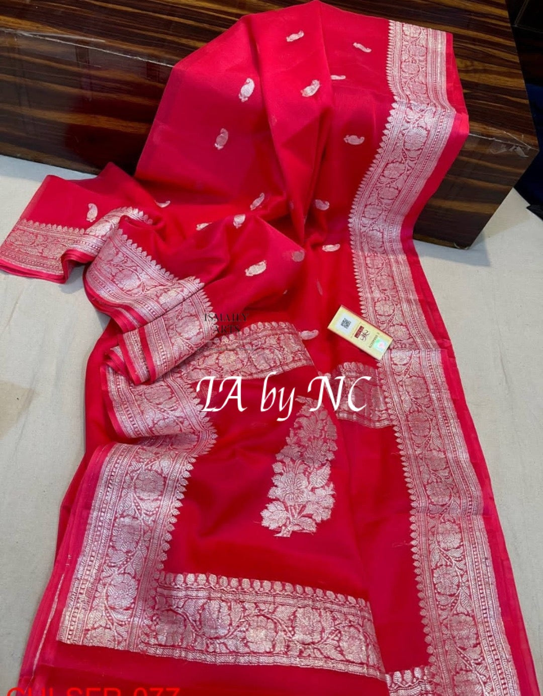 Raspberry Banarasi Pure Khaddi Georgette Kadwa Saree