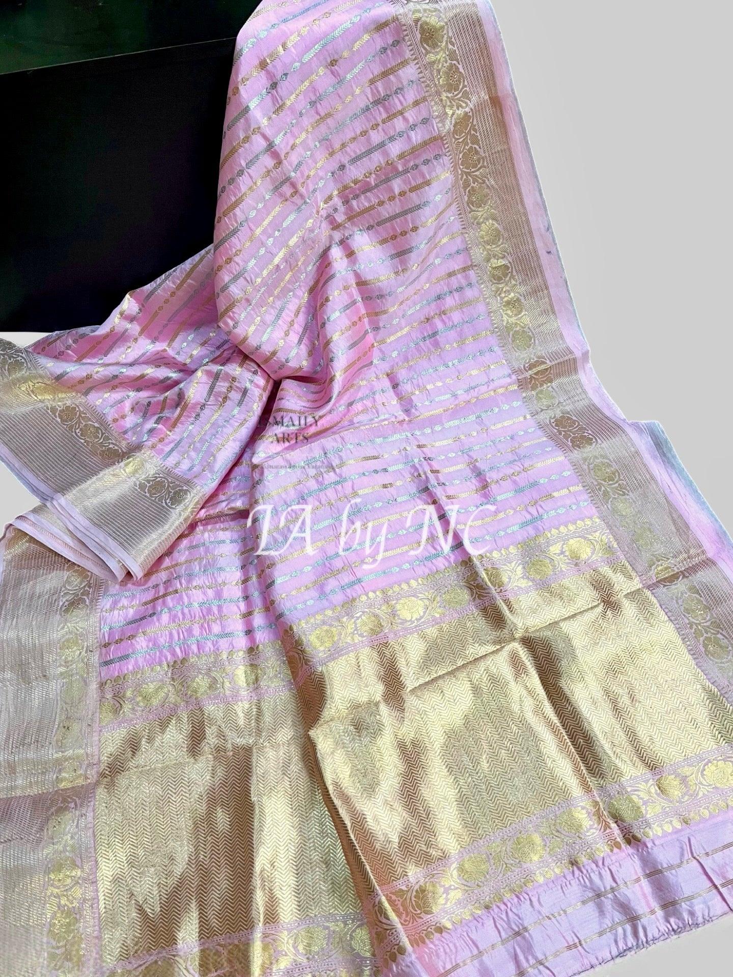 Baby Banarasi Pure Katan Silk Kadwa Raw Mango Pattu Saree