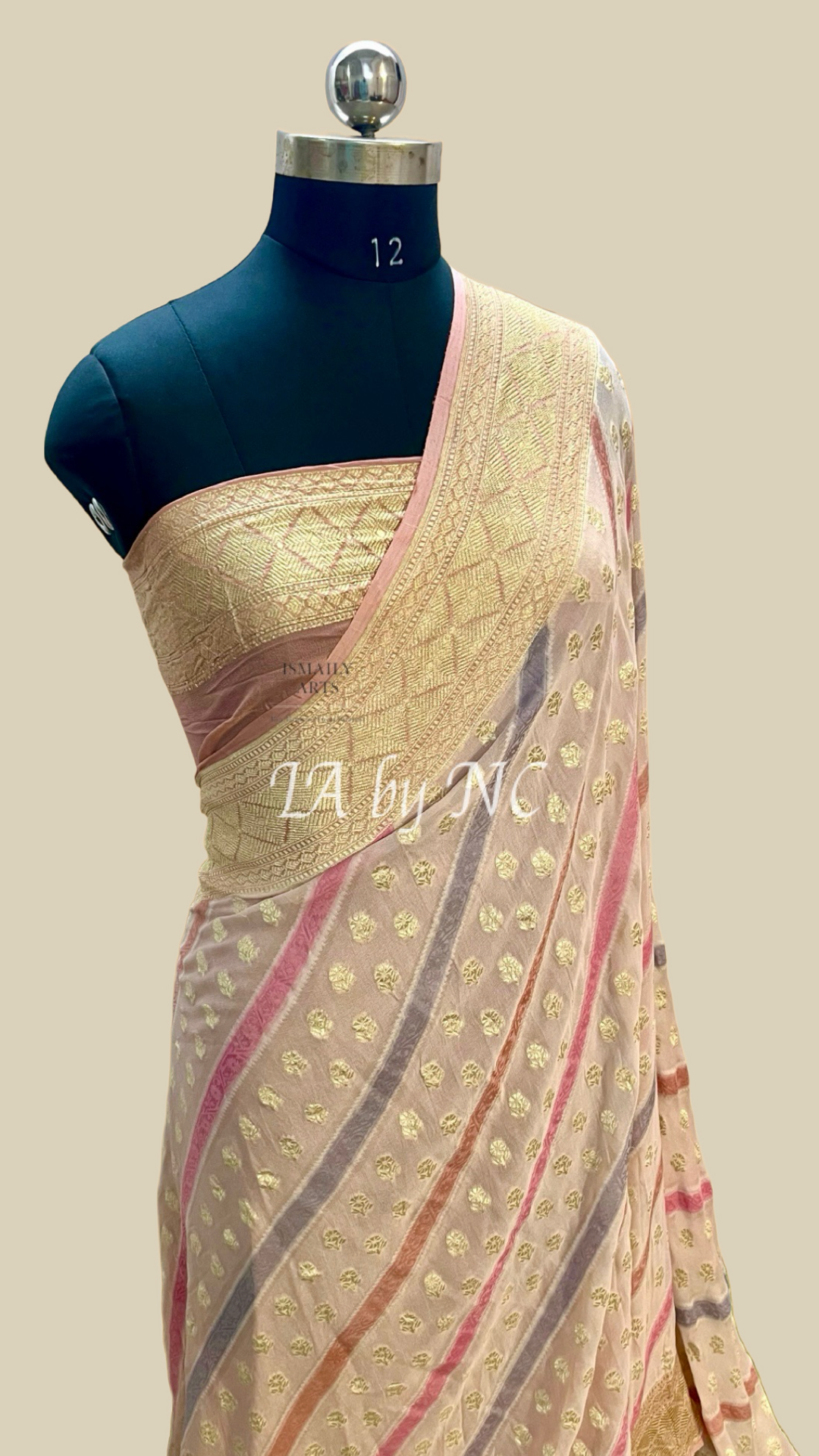 Smoky Salmon Banarasi Pure Khaddi Georgette Saree